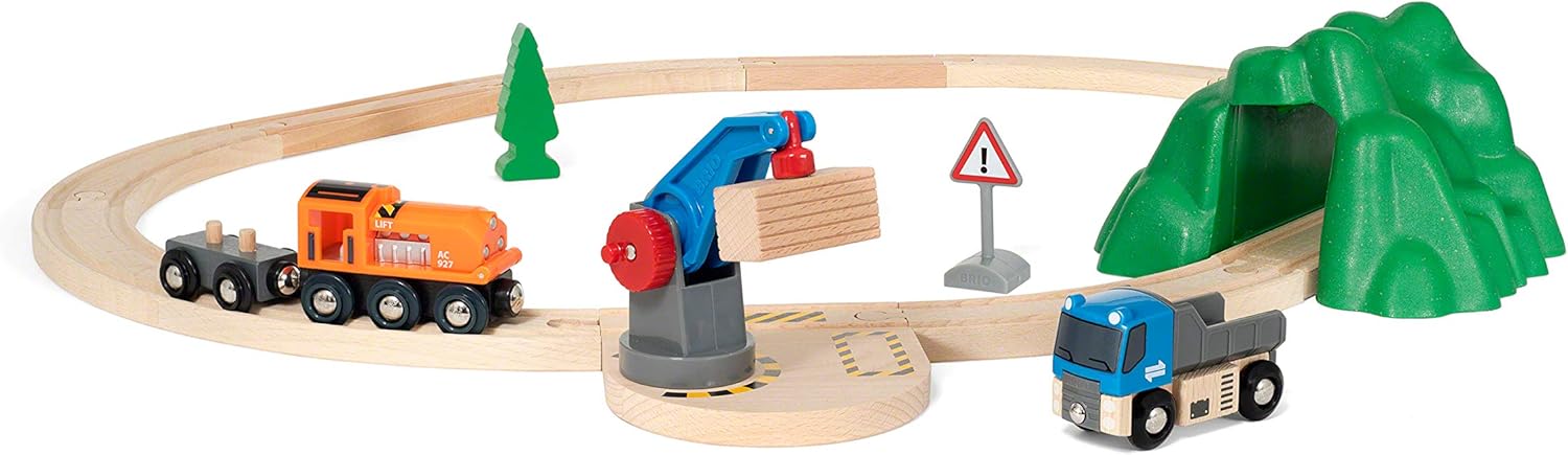 Brio Starter Lift&Load Set Wooden Toy Train, Multi Pack of 2
