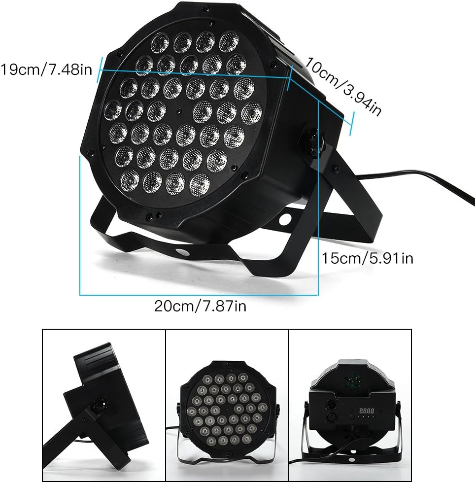 LUNSY DJ Lights, 36LED Stage Light Sound Activated, Remot and DMX Control, Uplighting Lights for Events, Party, Wedding, Festival - 6 Pack