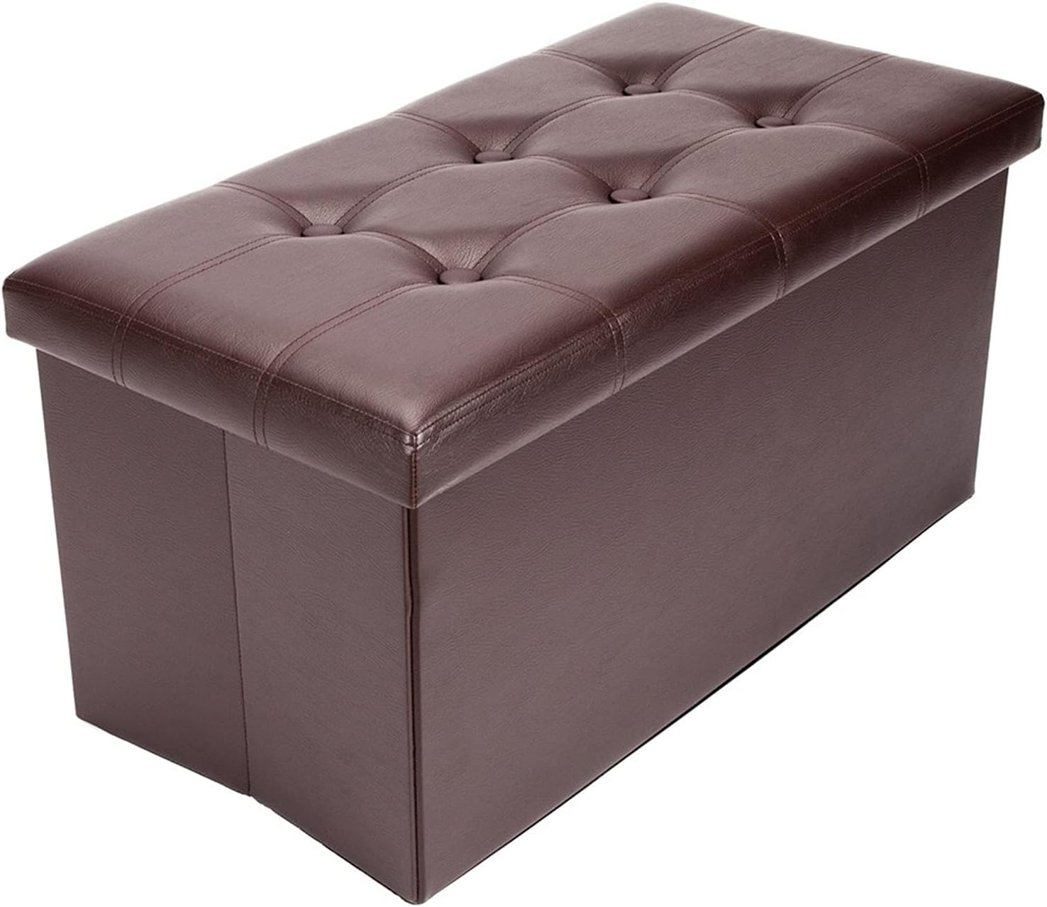Trlec gt4-DL PU Leather Footstool with Leather Footstool Brown 76x38x38cm Pack of 2