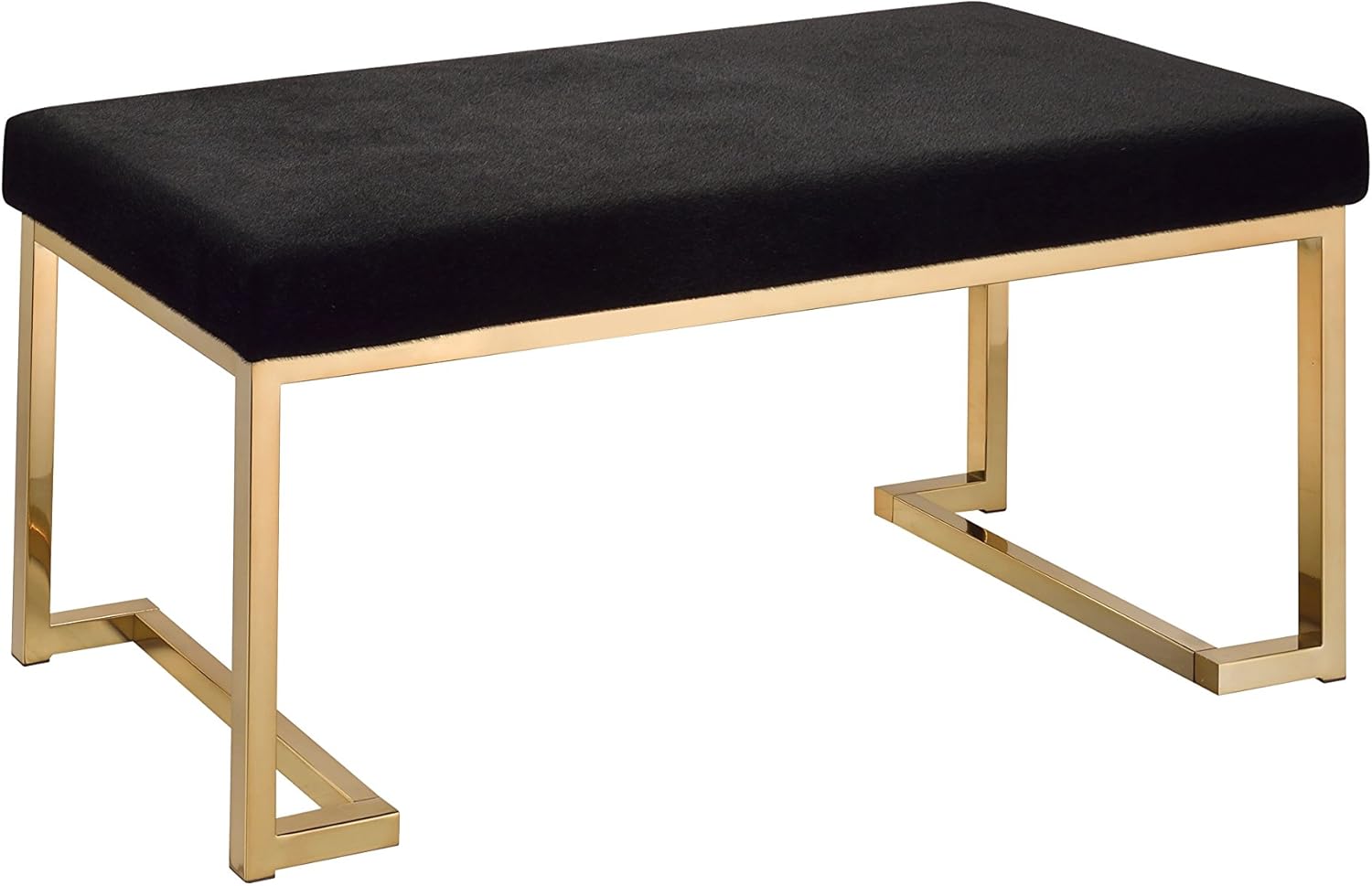 ACME Furniture Boice Bench, One Size, Black Fabric and Champagne