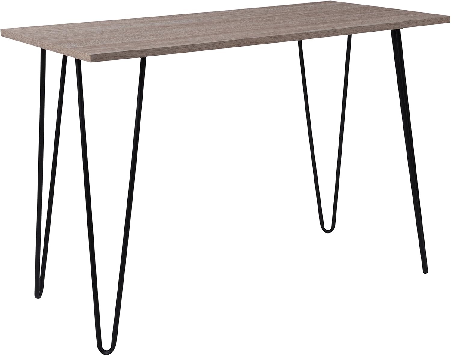 Flash Furniture Oak Park Collection Driftwood Wood Grain Finish Console Table with Black Metal Legs