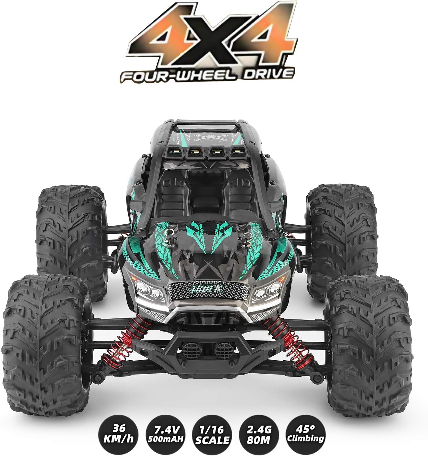 Gxatt 1: 16 All Terrain Remote Control Truck, 36km/h 4WD Off-Road RC Trucks,2.4Ghz High Speed RC Cars for Adults & Kids Electronic Radio Controlled Cars (Green) Pack of 2