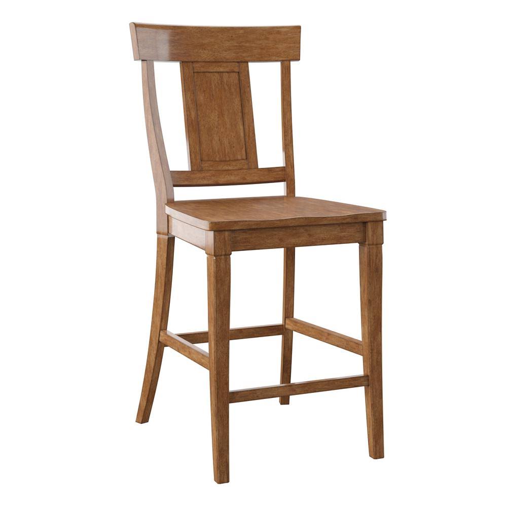 HomeSullivan Oak Panel Back Wood Counter Height Chair (Set of 2), Brown