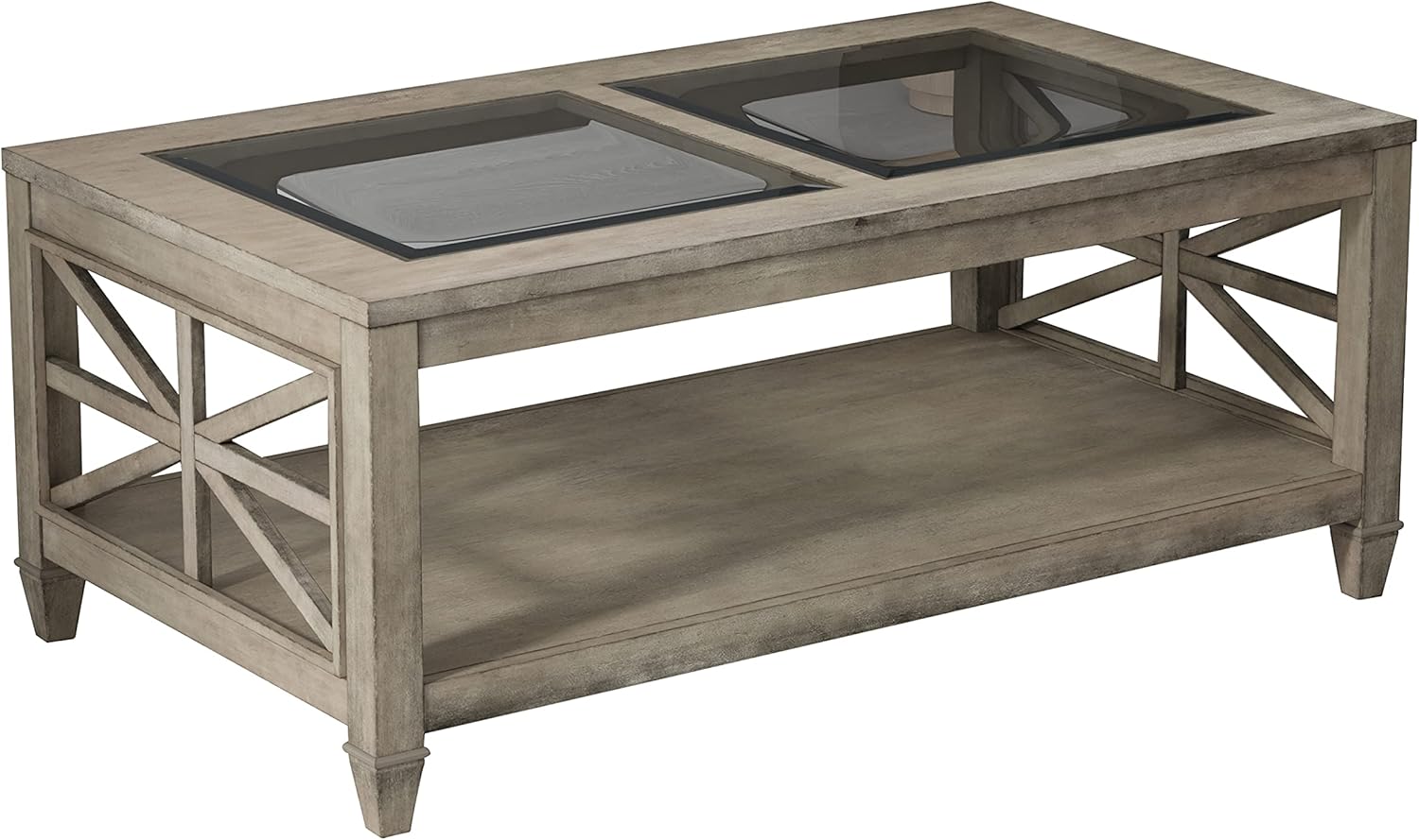 Solid Wood Console Entry Table with Tempered Glass, 3-Tier Narrow Sofa Table with Storage Shelf, 30