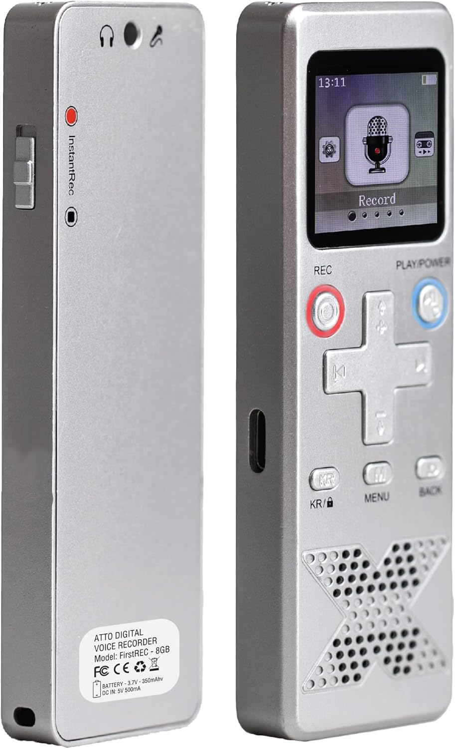 FirstRec - Digital Voice Activated Recorder with 1000 Hours Recording Capacity for Lectures & Meetings - 30 H Battery Life, Color OLED Display, USB-C Port and Shock Resistant Aluminum Case Pack of 2