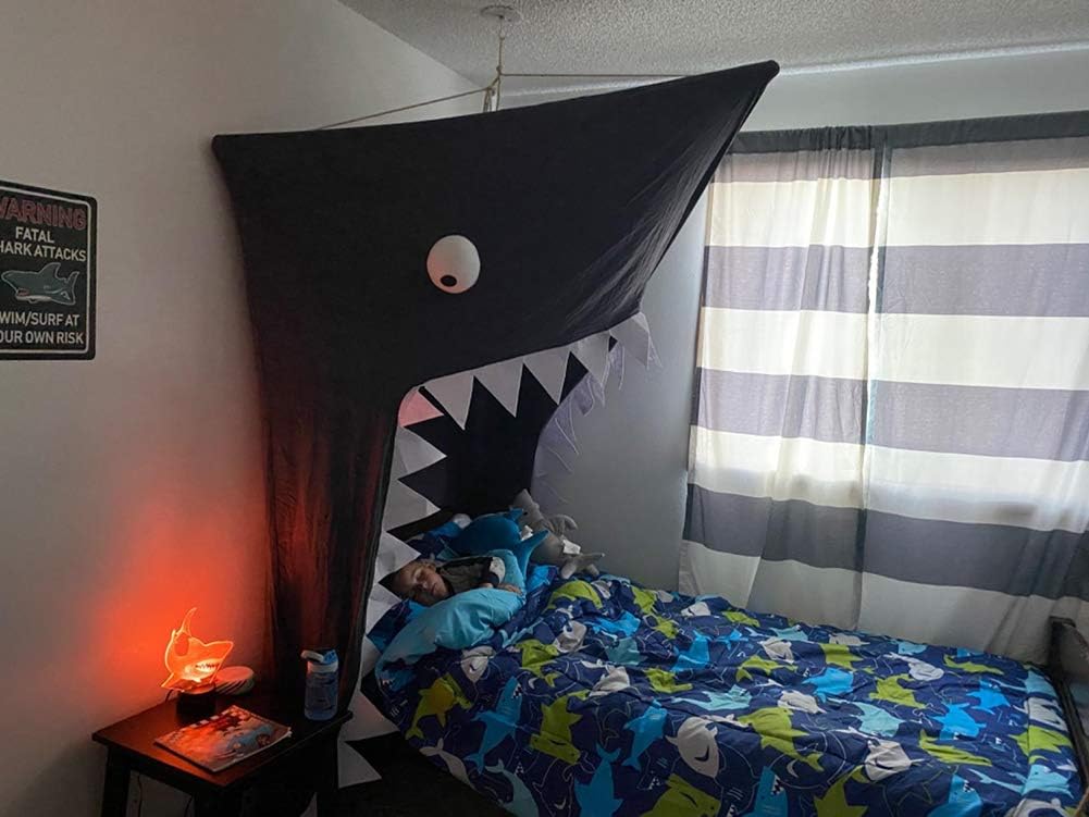 Dream House Children Room Decoration Shark Bed Canopy Hanging Play Tent for Twin Size Bed (Shark Bed Canopy) Pack of 2
