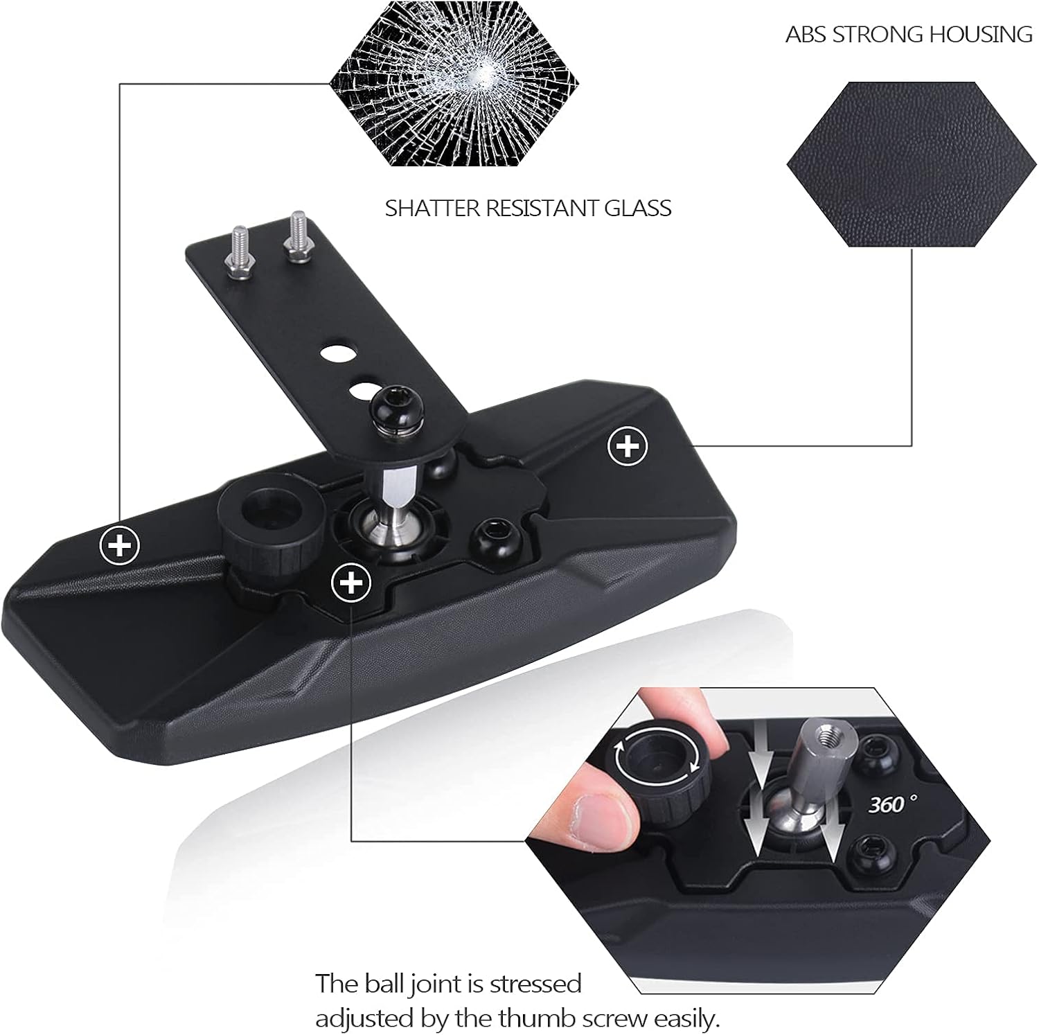 Ranger Rear View Mirror, UNIGT Center Rearview Mirrors Compatible with Polaris Ranger 500 570 900 XP 1000 XP/Crew with Factory Present Drop Down Mounting Tab 2017-2022