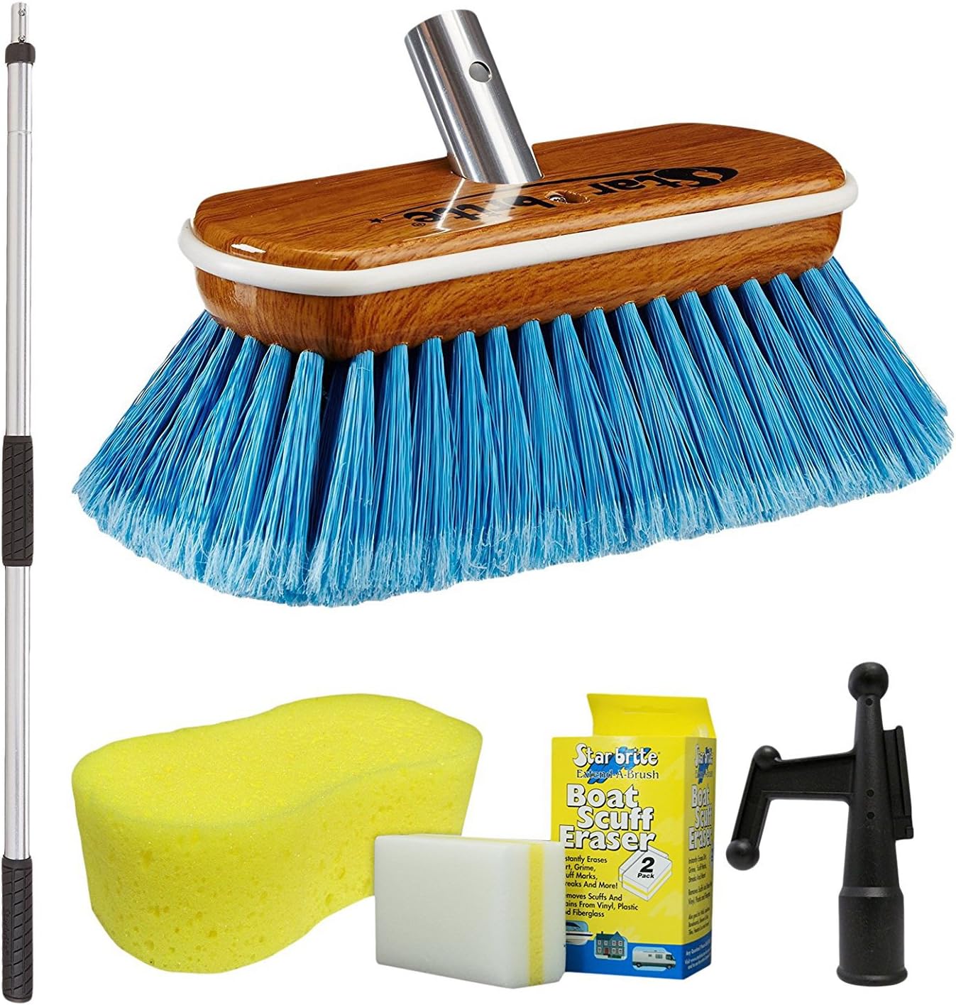 Star brite Premium Brush Combo - Heavy Duty Extending 3' - 6' Handle with 8