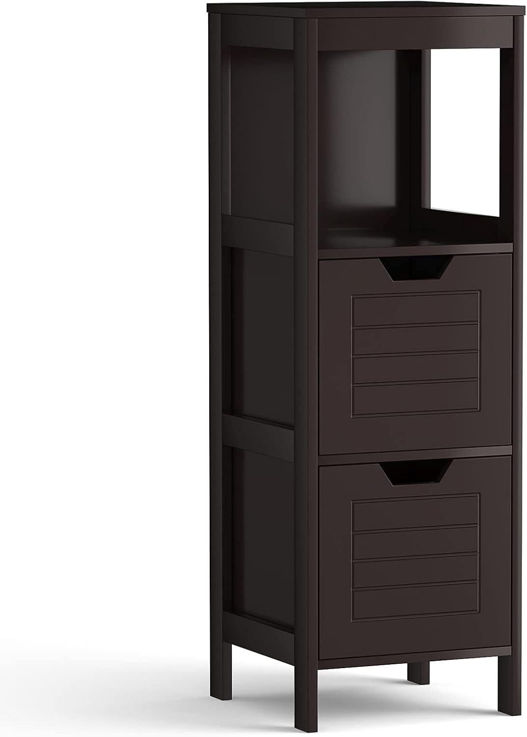 Tangkula Bathroom Floor Cabinet, Multifunctional Wooden Storage Cabinet with 2 Adjustable Drawers, Sturdy Side Cabinet for Home Office Living Room Bathroom Bedroom (Black)