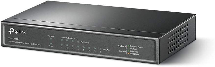 TP-Link TL-SG1008P V4 | 8 Port Gigabit PoE Switch | 4 PoE+ Ports @64W | Desktop | Plug & Play | Sturdy Metal w/ Shielded Ports | Fanless | Limited Lifetime Protection | QoS & IGMP Snooping | Unmanaged Pack of 2