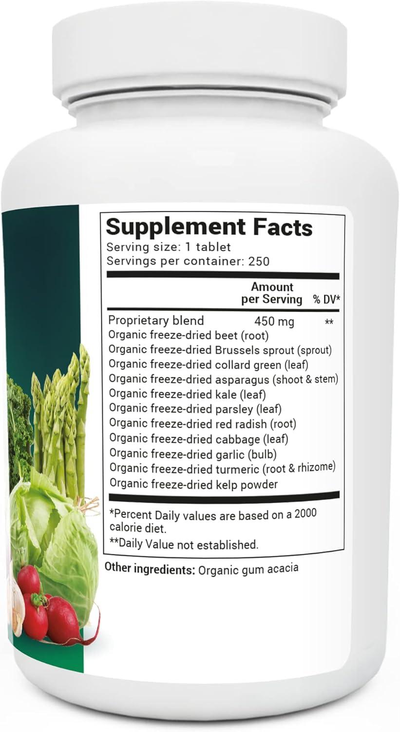 Dr. Berg's Organic Cruciferous Support - New Version of Whole Food Vegetable Supplement with 11 Phytonutrient Complex Superfoods - Helps Boost Energy, Immune System and Liver Detox - 250 Tablets Pack of 2