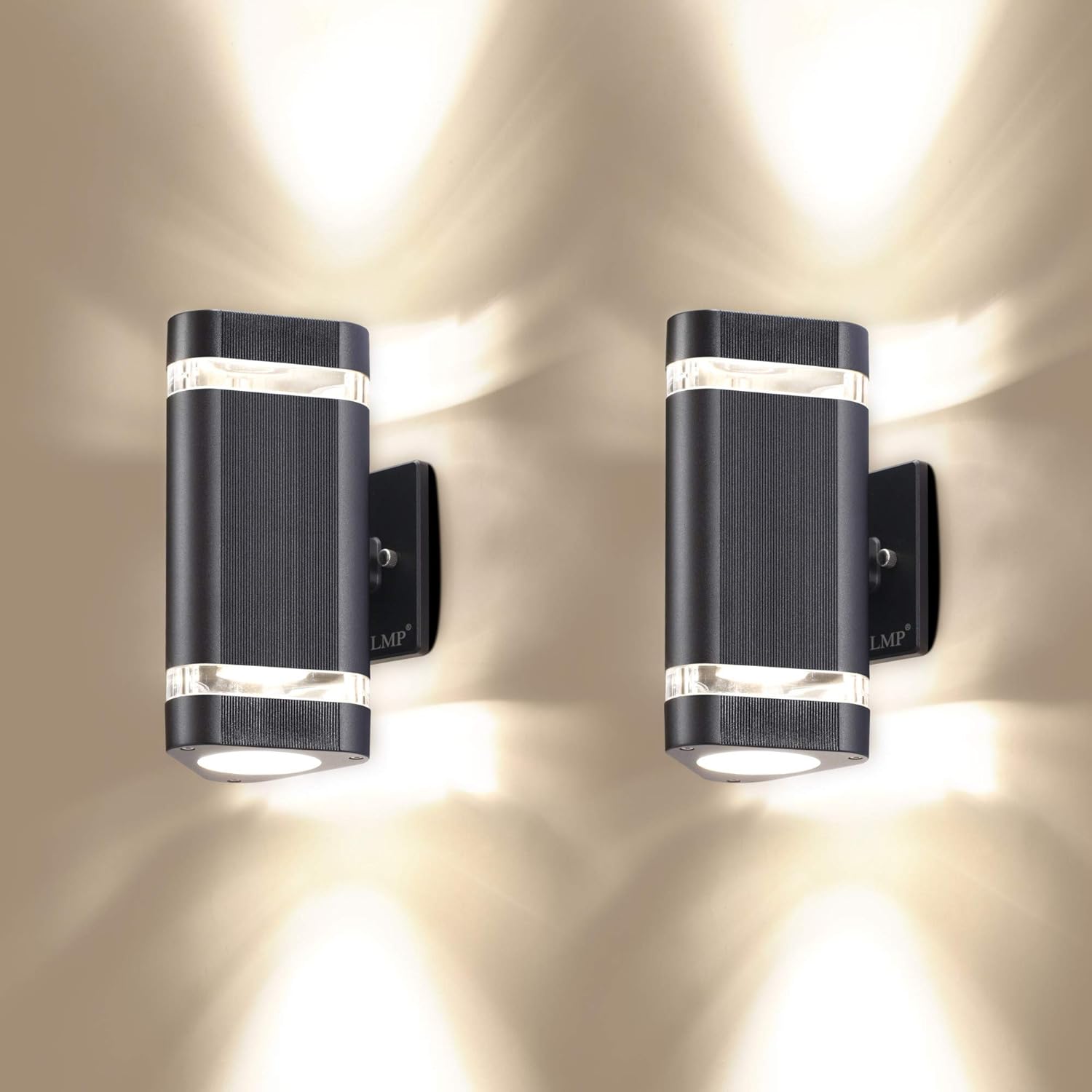 LMP 4 Pack LED Triangular Up and Down Lights Outdoor Wall Light，Body in Aluminum Waterproof Outdoor Wall Lamps，3000k 5W with Certificate ETL&hellip;