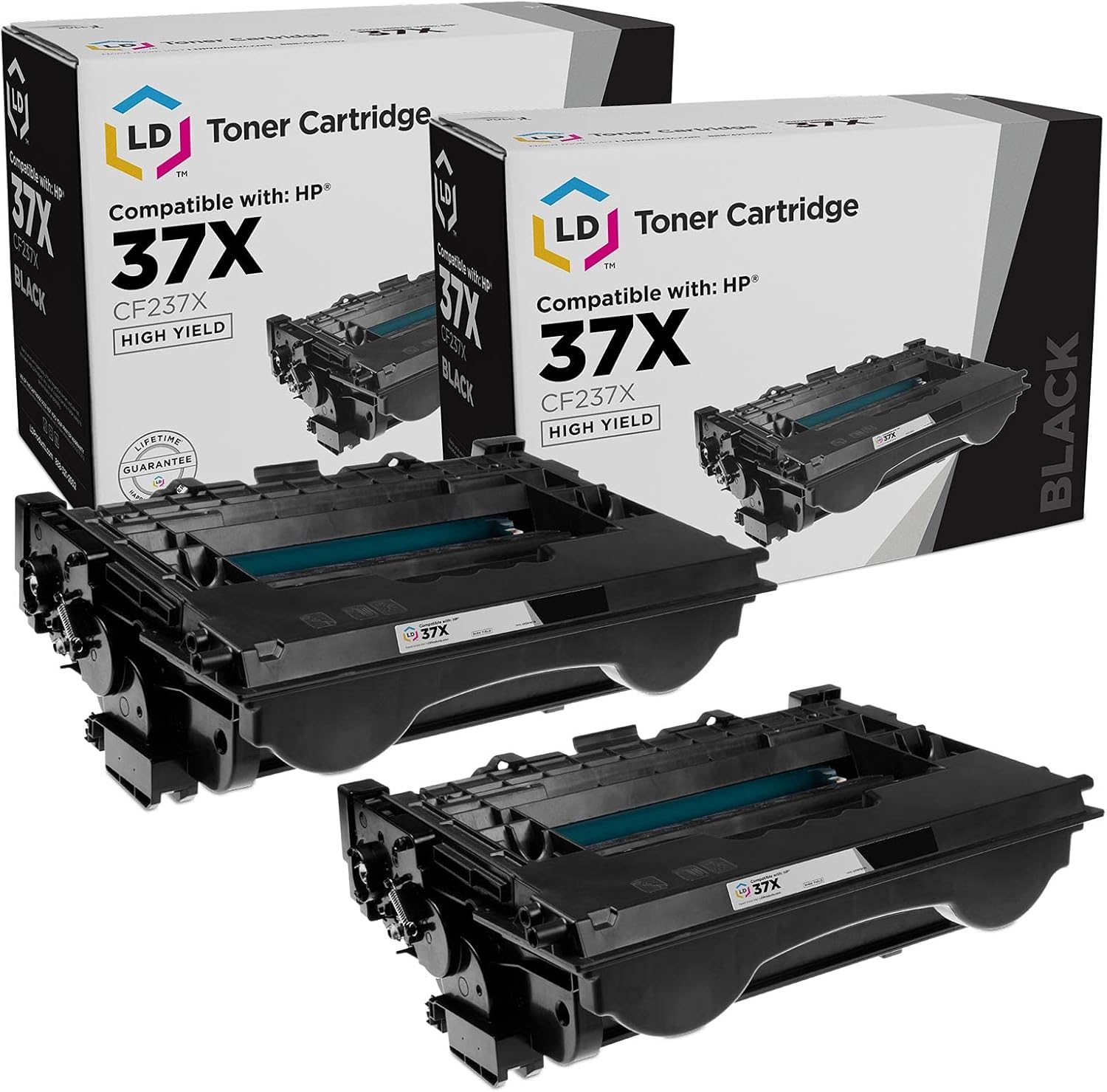 LD Compatible Toner Cartridge Replacements for HP 37X CF237X High Yield (Black, 2-Pack)