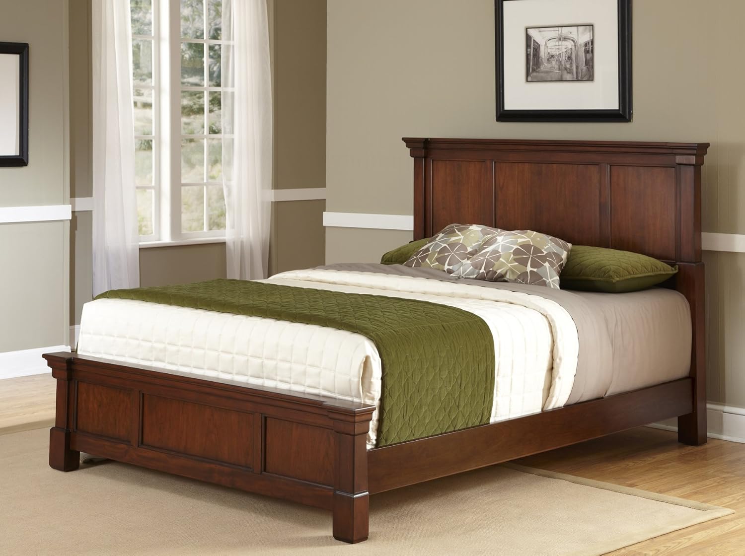 Homestyles Bedford Black Queen Bed Headboard 52 Inches Footboard 18 Inches Tall Hardwood Solids Ebony