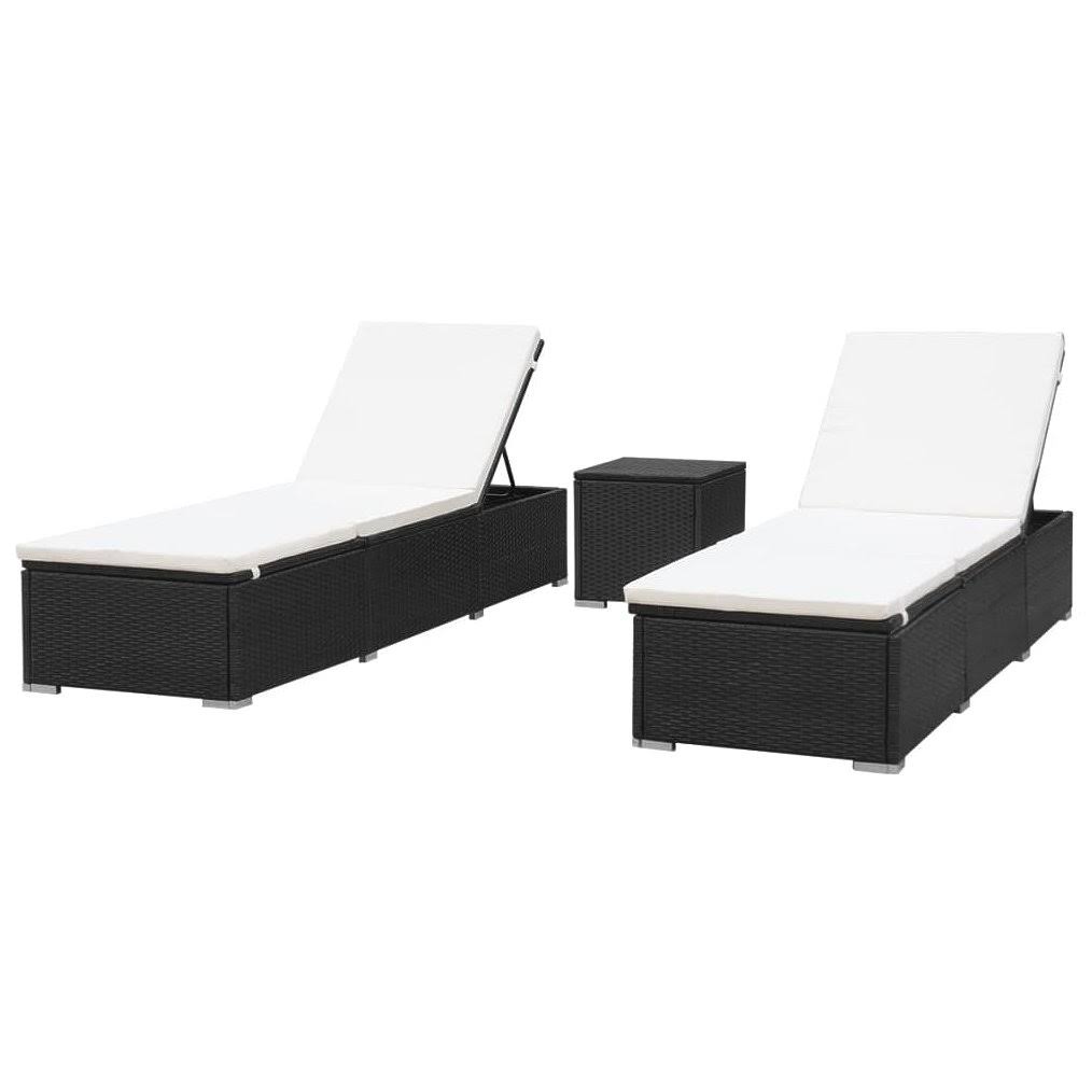 vidaXL Sun Loungers 2 Pcs Poly Rattan Black