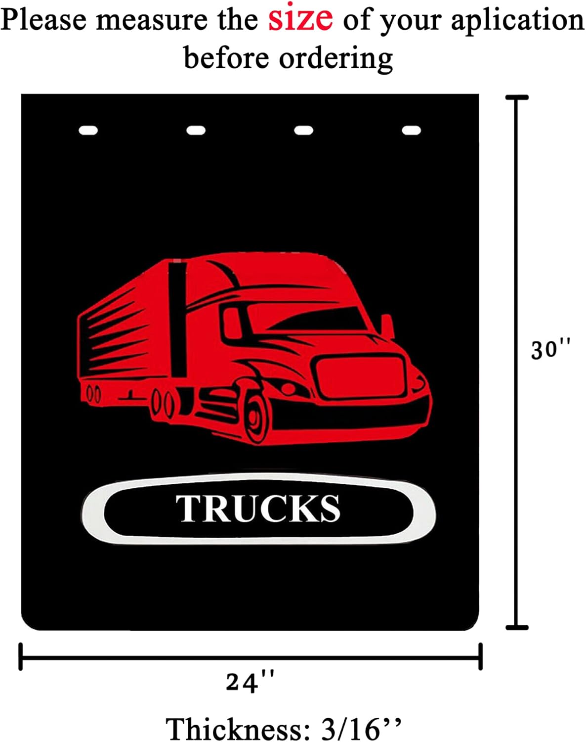 Mud Flaps for Semi Trucks Tractor Trailer Black Heavy-Duty Rubber Mudflaps (2PCS 24