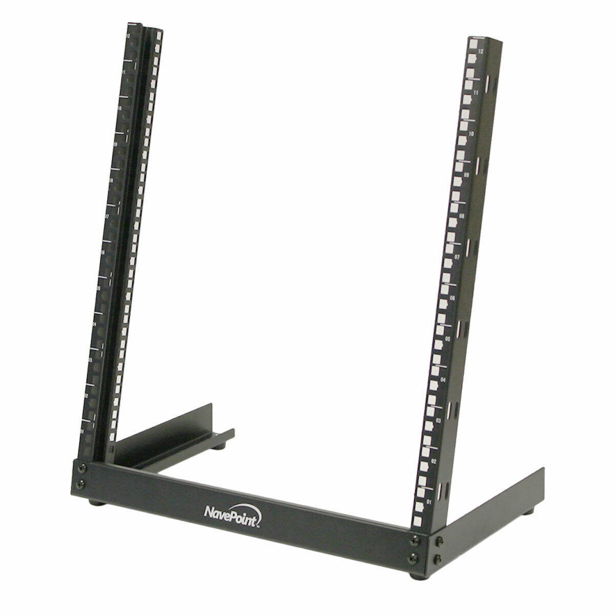 Navepoint 12U 19 inch Desktop Open Frame 2 Post Server Desk Rack Free Standing w/ Hardware