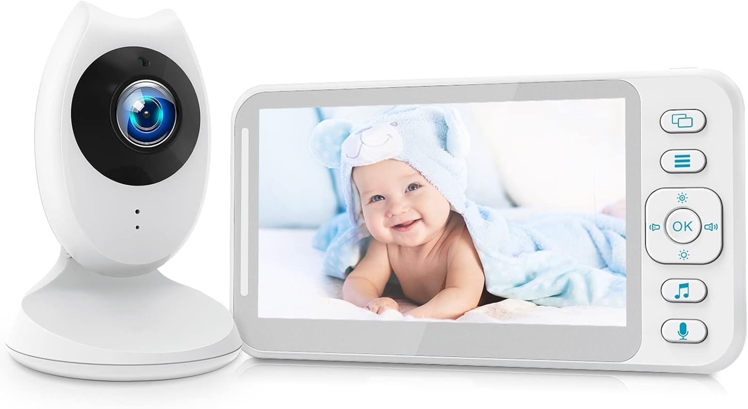 Video Baby Monitor with Camera and Audio, 4.3 inch Baby Monitor with Night Vision, 2-Way Audio Talk, Temperature Sensor, VOX Mode, 8 Lullabies, Long Range and High Capacity Battery, Ideal for New Moms Pack of 2