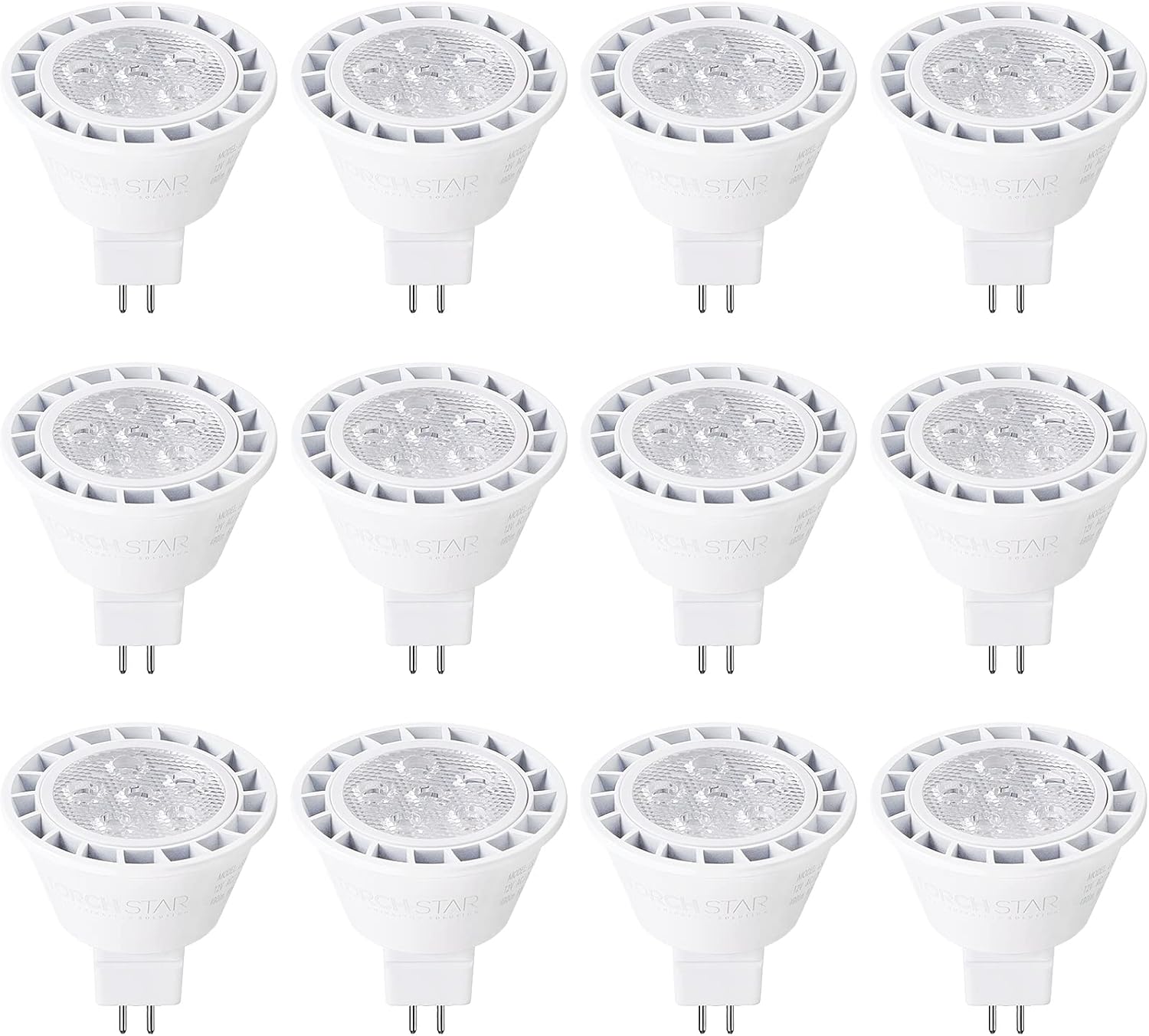 TORCHSTAR 12 Pack Dimmable MR16 LED Bulb 490lm 3000K Warm White, 7W 12V, UL & Energy Star Listed, 50W Halogen Replacement, GU5.3 Bi-Pin Base, for Recessed Lighting, Track Light Head Pack of 2