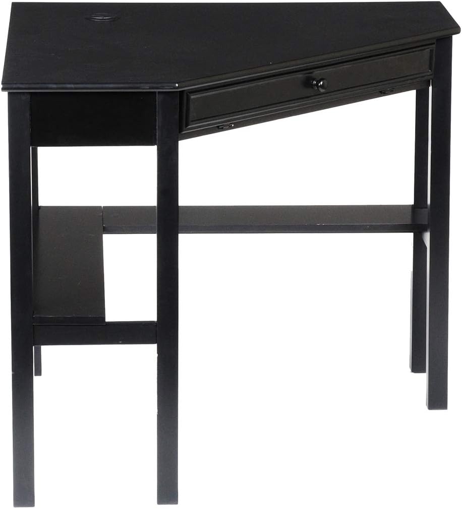 SEI Furniture Space Saving Corner Computer Slide Out Keyboard Tray Desk, Black