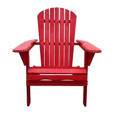 Linsey Solid Wood Folding Adirondack Chair Breakwater Bay Color: Red