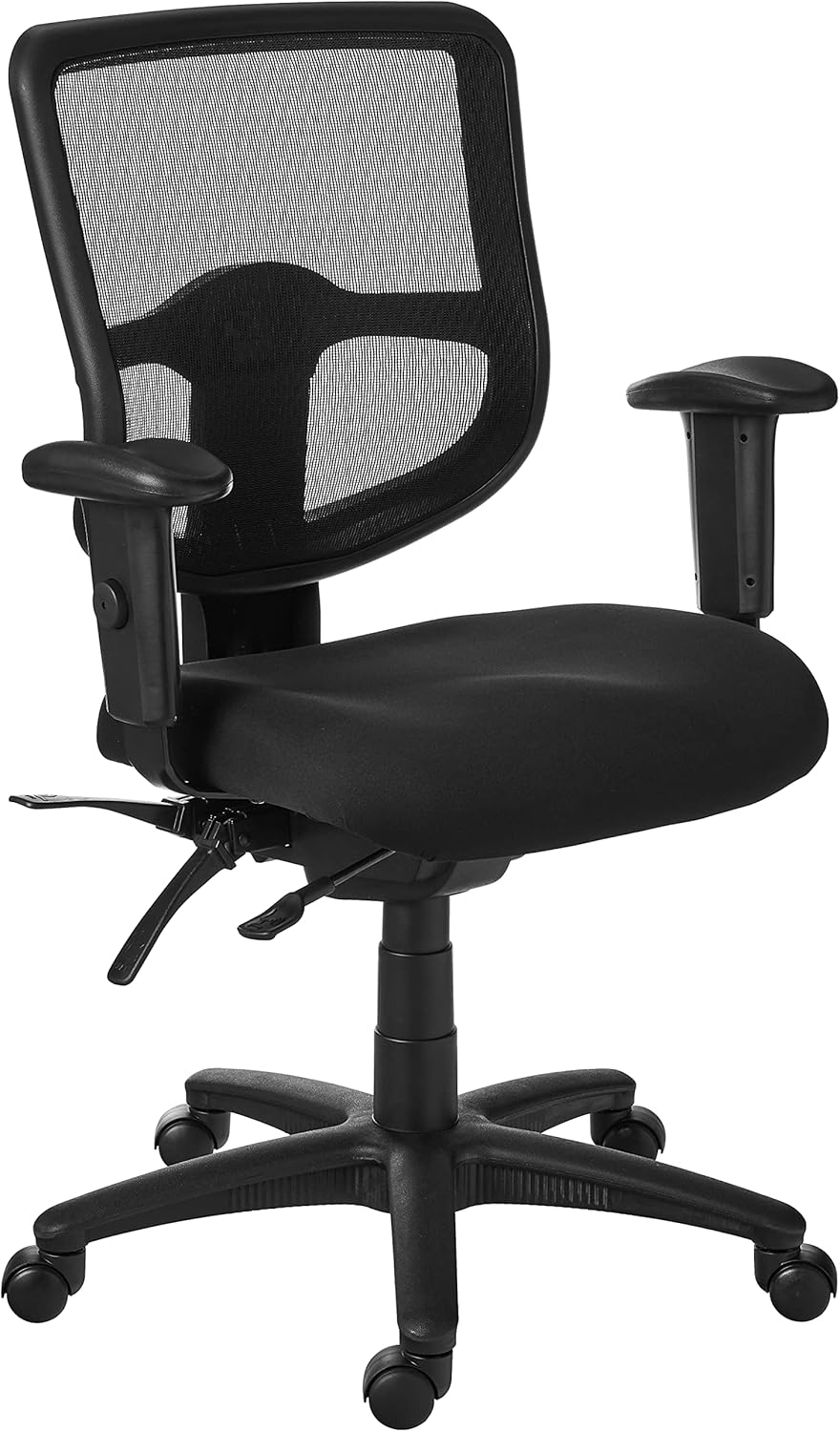 Office Star Multi Function Ergonomic Chair with Ratchet Back and Adjustable Soft Padded Arms, Black