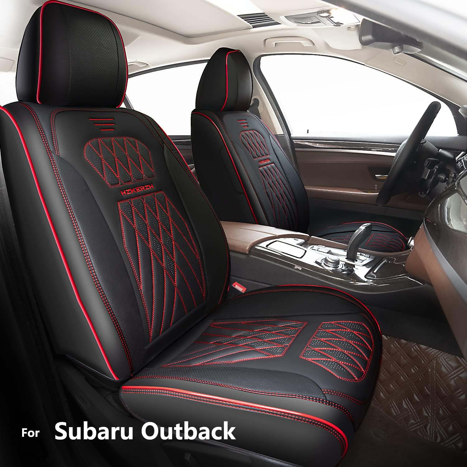 HZKERZH Fit for Subaru Outback 2007-2022 Car Seat Cover 5 Seats Faux Leather Seat Cover Breathable Vehicle Protector Airbag and Heated Cover Compatible