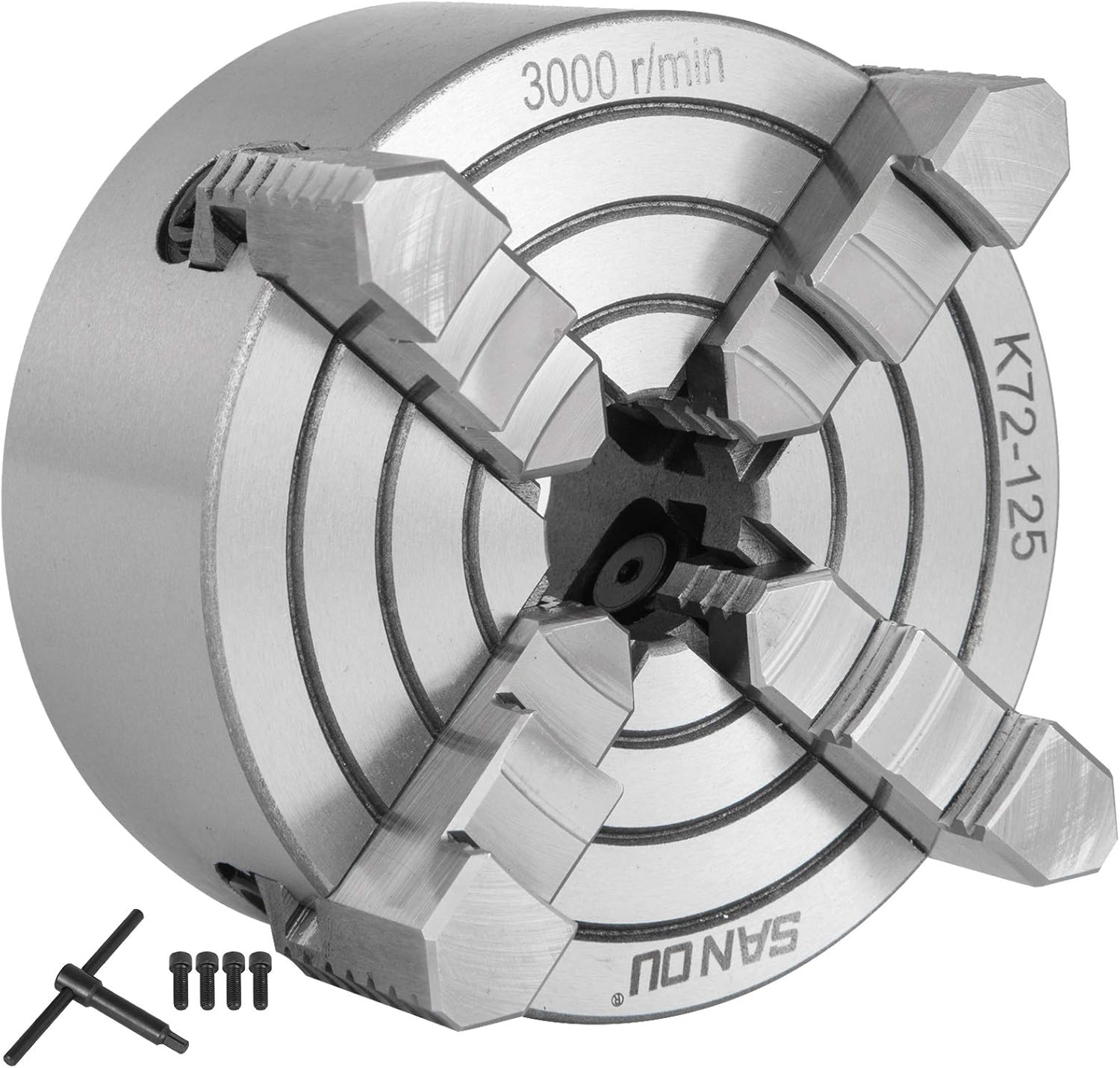 Mophorn K72-125 Lathe Chuck 5 Inch 4-Jaw,Lathe Chuck Independent Reversible Jaw,Metal Lathe Chuck Turning Machine Accessories,for Lathes Machine