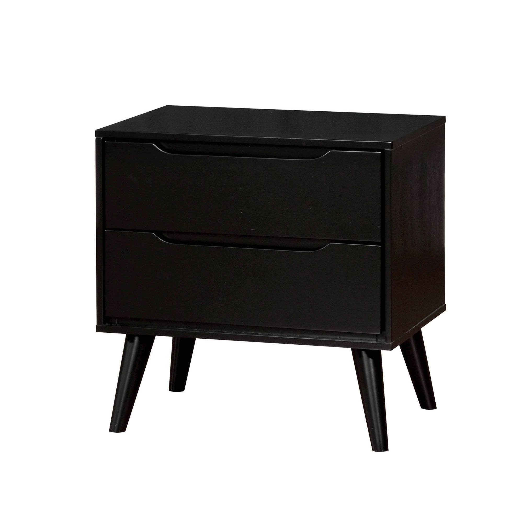 Benzara Lennart Mid-Century Modern Nightstand, Black