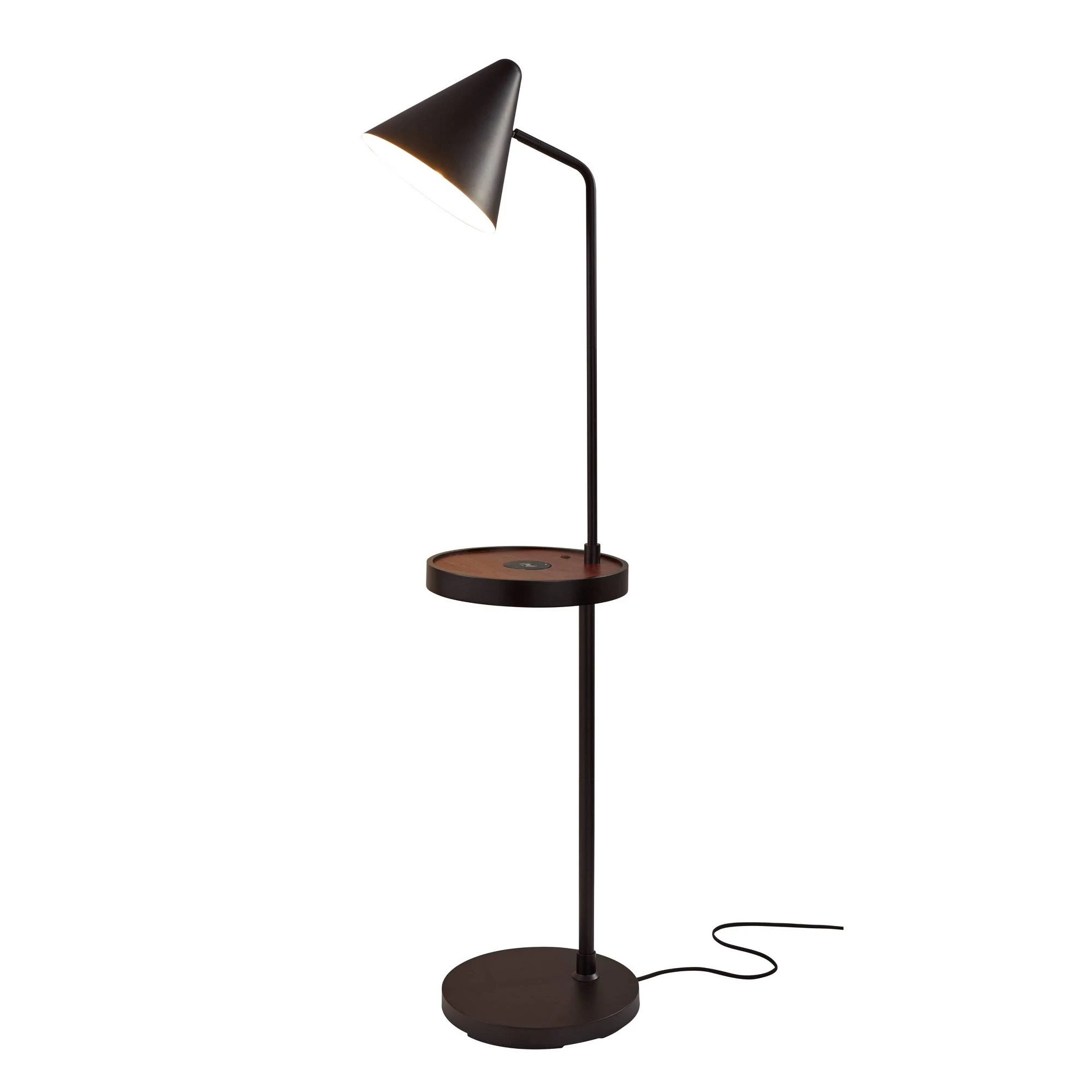 Adesso Oliver Wireless Charging Task Shelf Floor Lamp - Matte Black