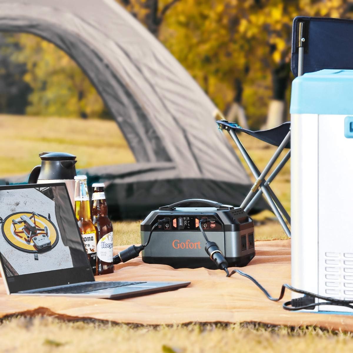 GOFORT 330W Portable Power Station, 299Wh Solar Generator Backup Power, Battery Pack with 110V AC Outlets/4 DC/2 QC 3.0 USB/2 Type-C Port for CPAP Outdoor Camping RV Travel Home Emergency Power Supply