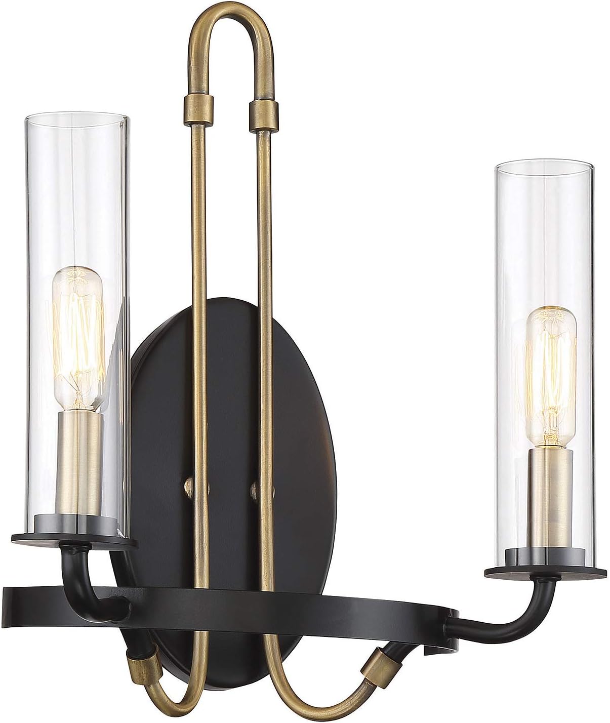 Savoy House 9-8073-2-51 Kearney 2 Light 12 inch Vintage Black with Warm Brass Sconce Wall Light