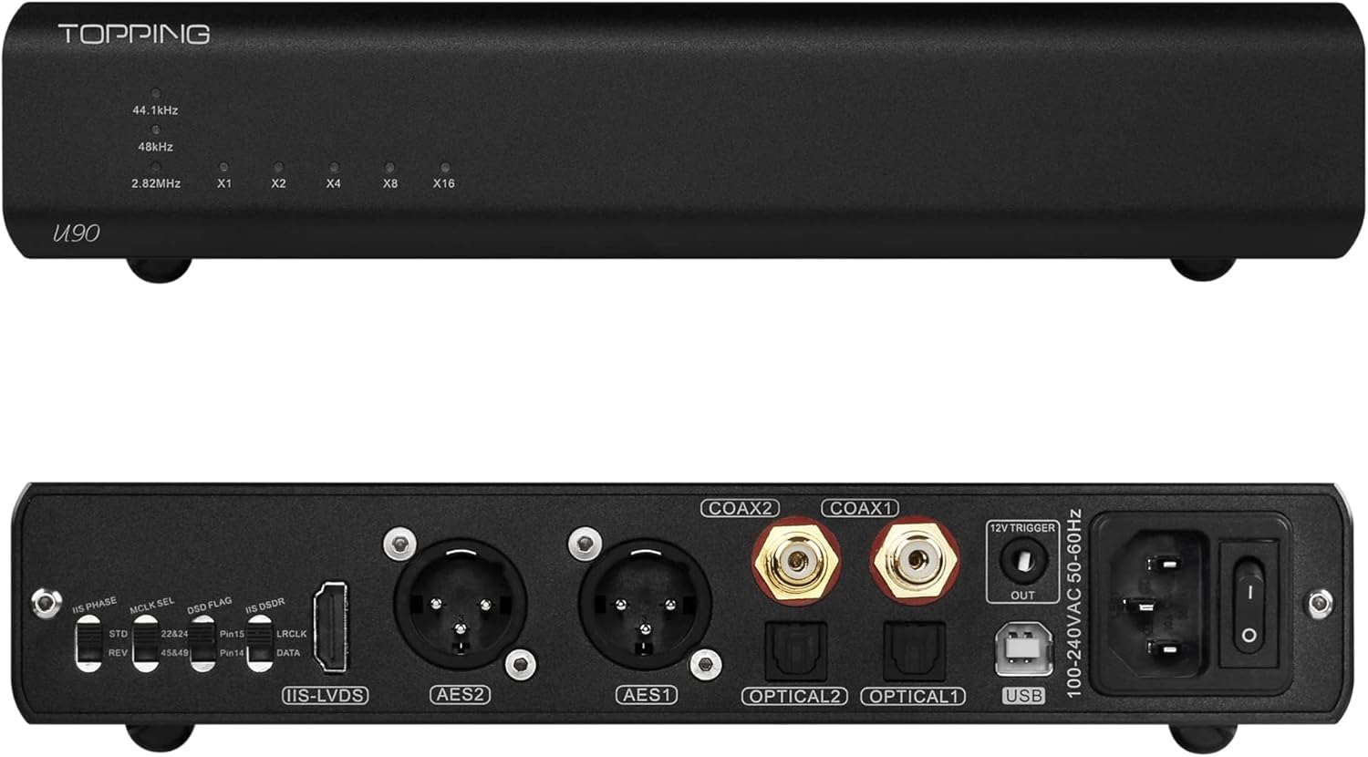 Topping U90 USB Bridge PCM32Bit 768kHz DSD512 Native IIS AES Coaxial Optical Output Interface (Silver)