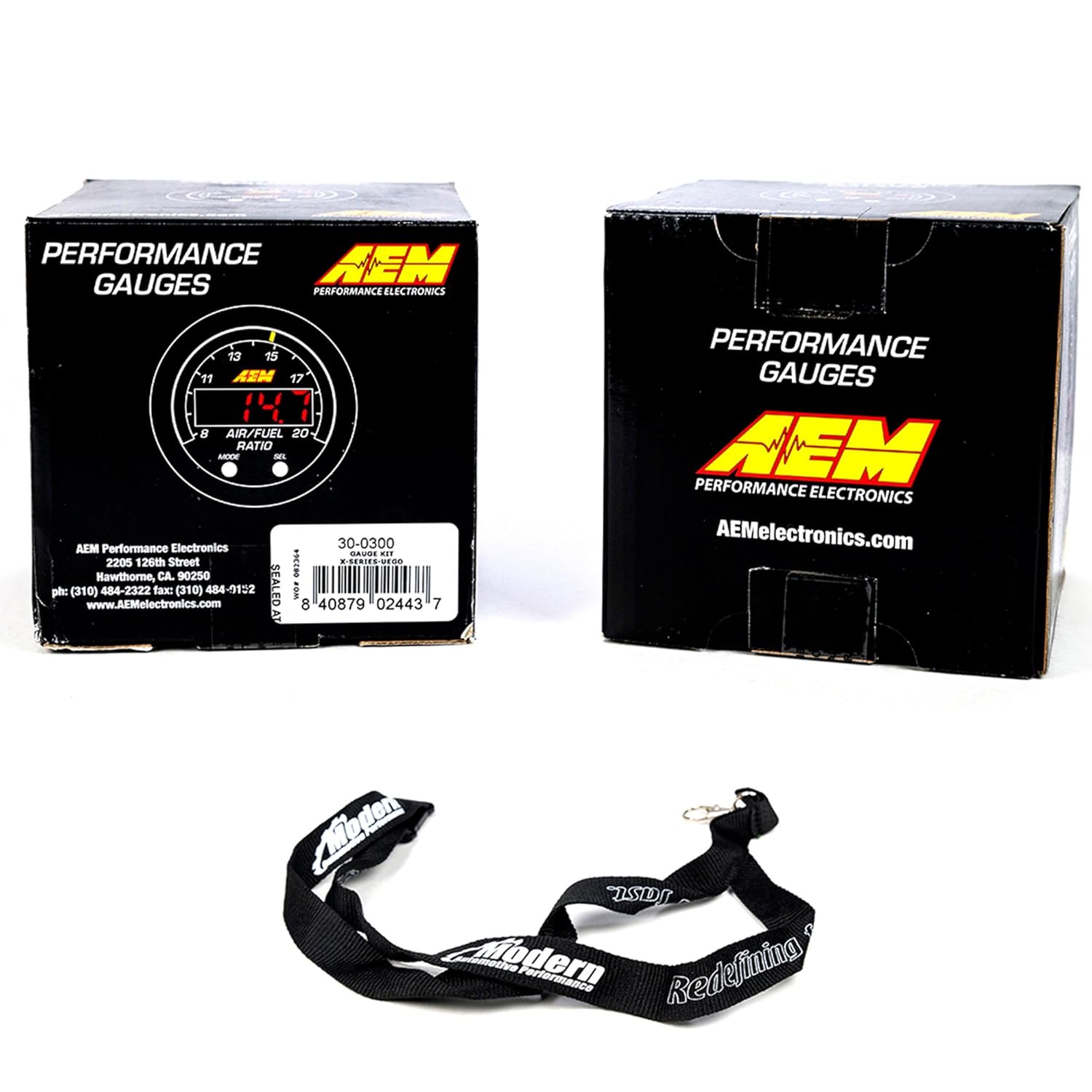 AEM 52mm X-Series Gauge Kit Wideband Air/Fuel UEGO & Boost Pressure 35PSI 2.5Bar w/MAP Lanyard Black