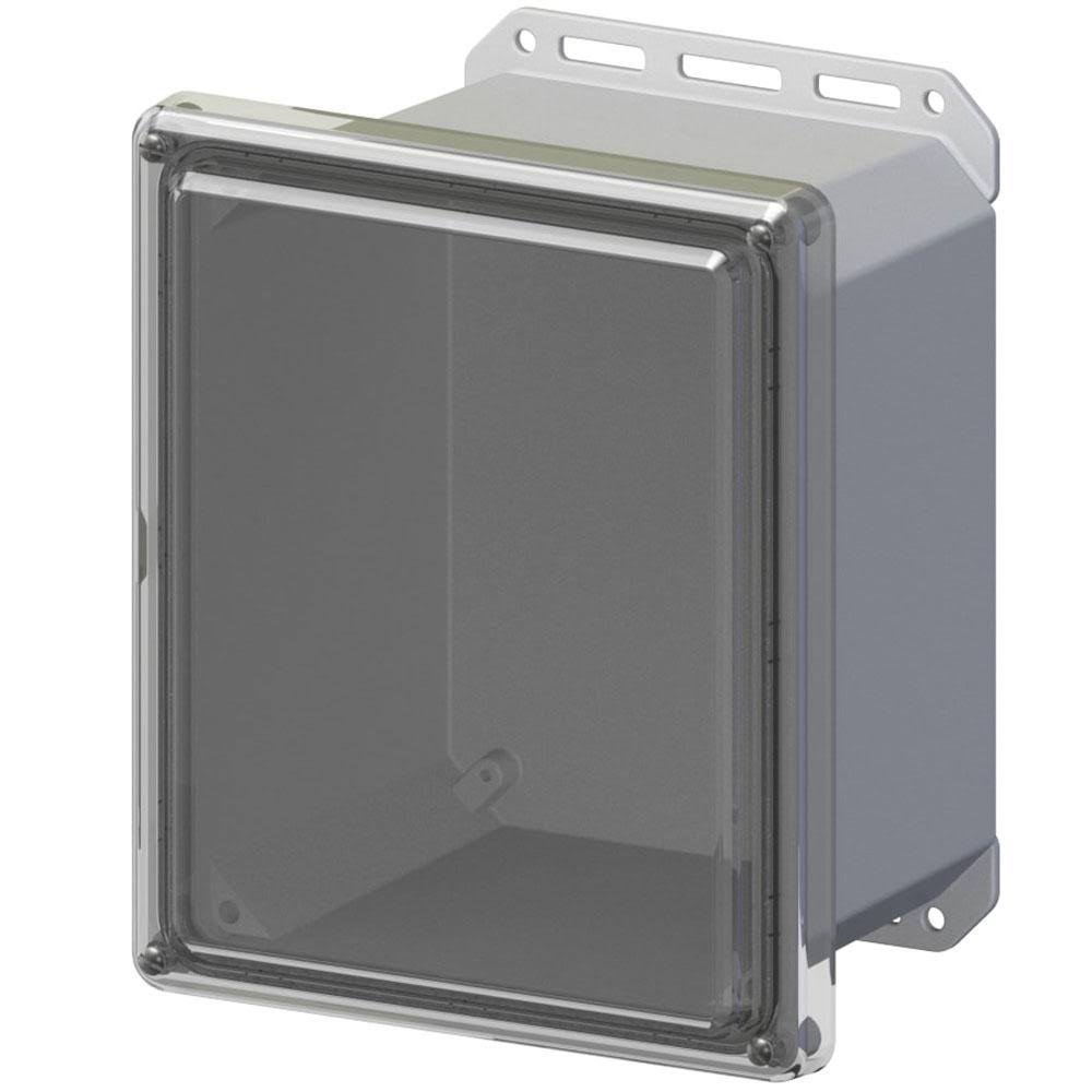 SERPAC 11.8 in. L x 10 in. W x 7.5 in. H Polycarbonate Clear Screw Top Cabinet Enclosure with Gray Bottom