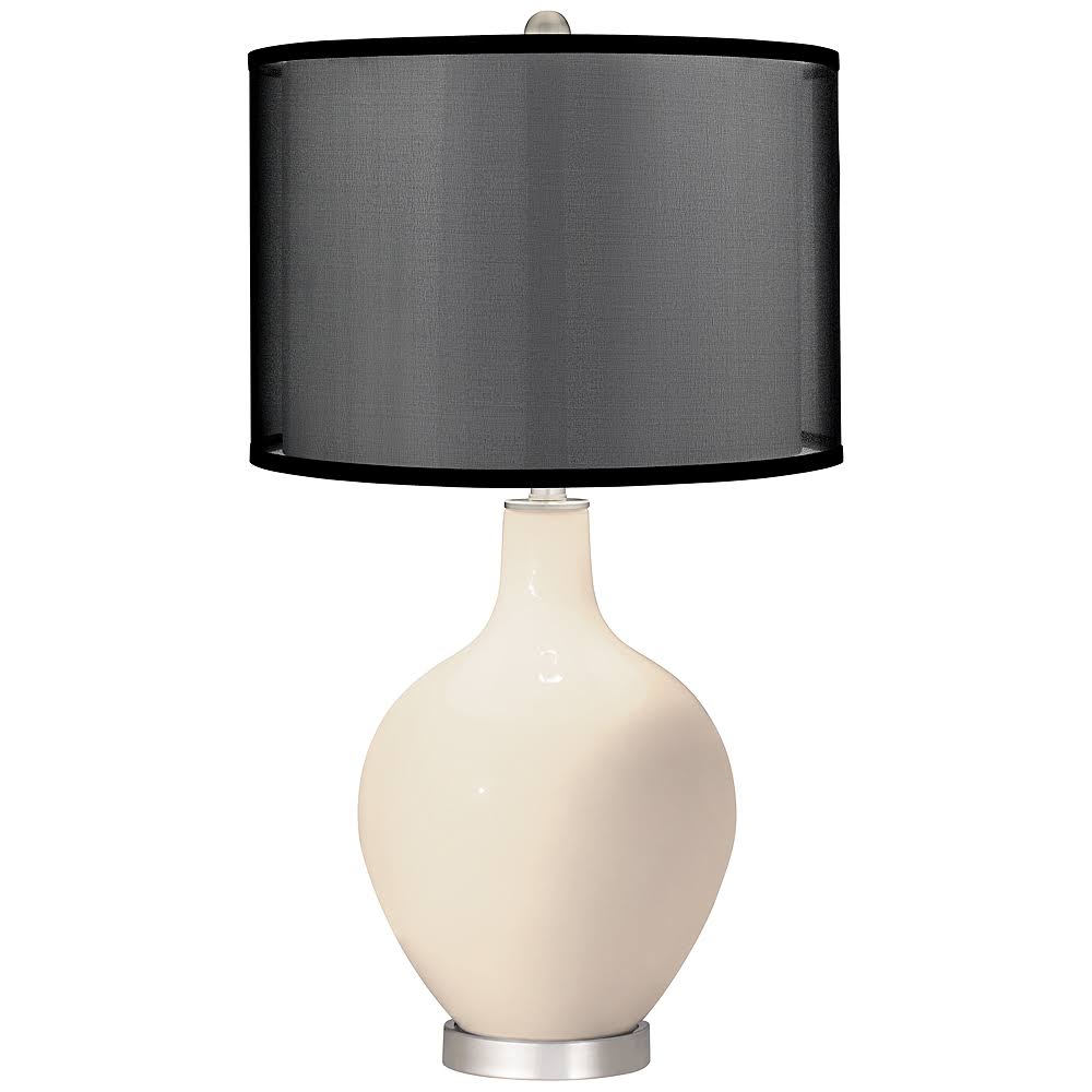 Steamed Milk Ovo Table Lamp with Organza Black Shade - Style #638C0