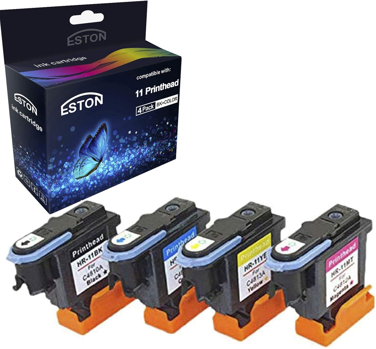 ESTON Multipack Replacement for HP 11 BK C M Y Printhead Fit for HP Designjet 70 90 100 110 500 510 500ps 800ps 9110 K850