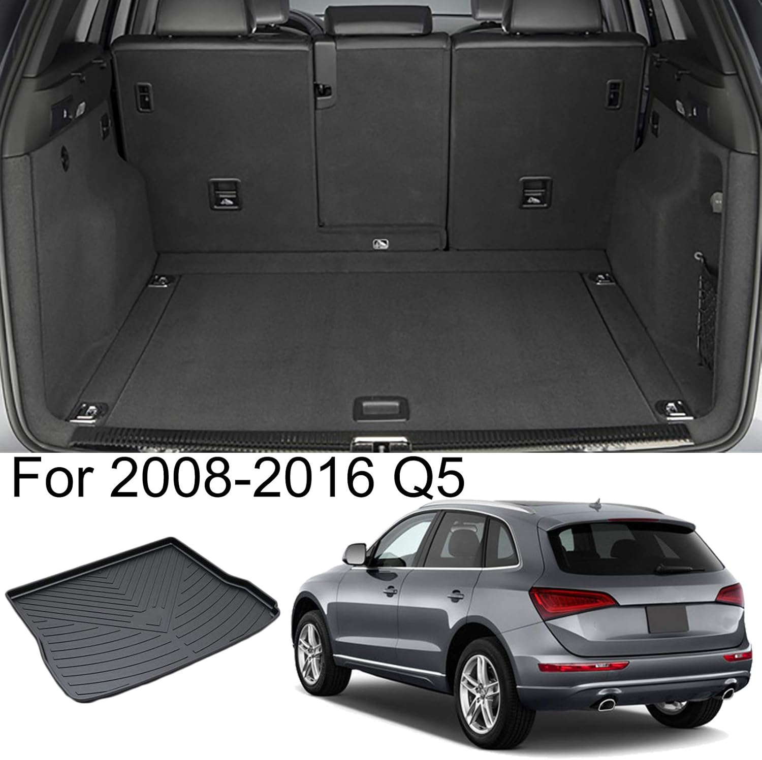 kaungka Cargo Liner Rear Cargo Tray Trunk Floor Mat Waterproof Protector for 2008-2016 Audi Q5 Pack of 2