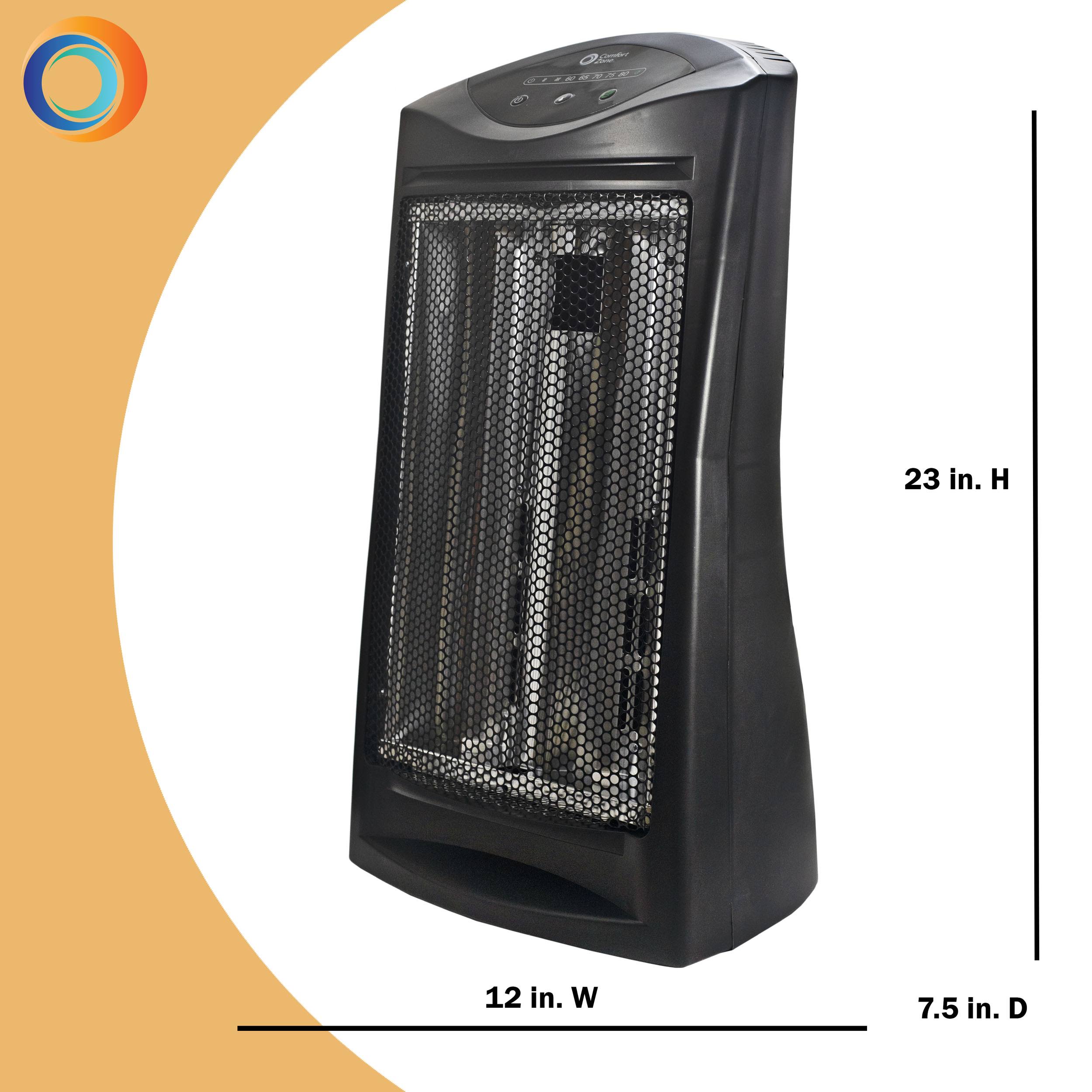 Comfort Zone CZQTV007EBK Energy Save Radiant Quartz Heater - Black