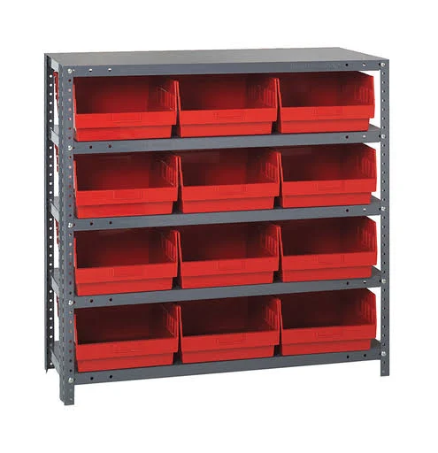 Quantum 6x22 Store - More Shelf Storage Bin Unit - 12 QSB209 - Complete Package - 12x22 x 36x22 x 39x22 - Red