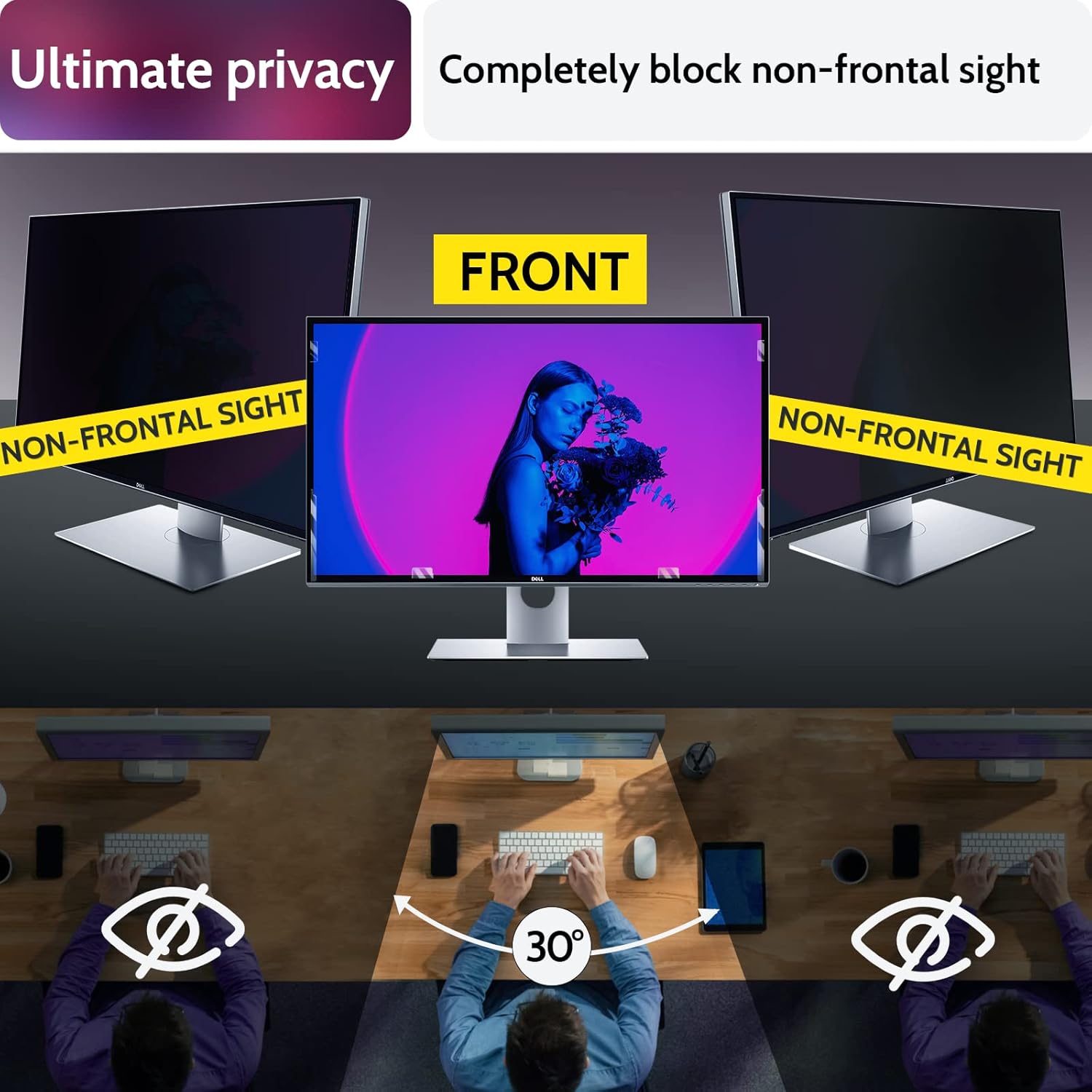 Privacy Screen for Computer Monitor 24 Inch 16:9 Aspect Ratio, Anti Blue Light Glare Removable 24 in Privacy Screen Filter Protective Film, Peslv HD 24In Privacy Screen Protector for Monitor