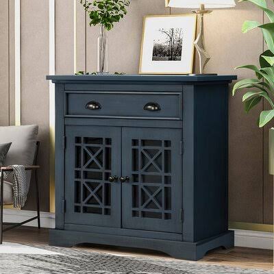 Kengston Solid Wood 1 - Drawer 2 - Door Accent Cabinet Red Barrel Studio Color: Antique Navy