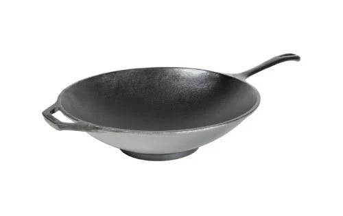 Lodge Stir Fry Seasoned Cast Iron Skillet, Black, 12x22