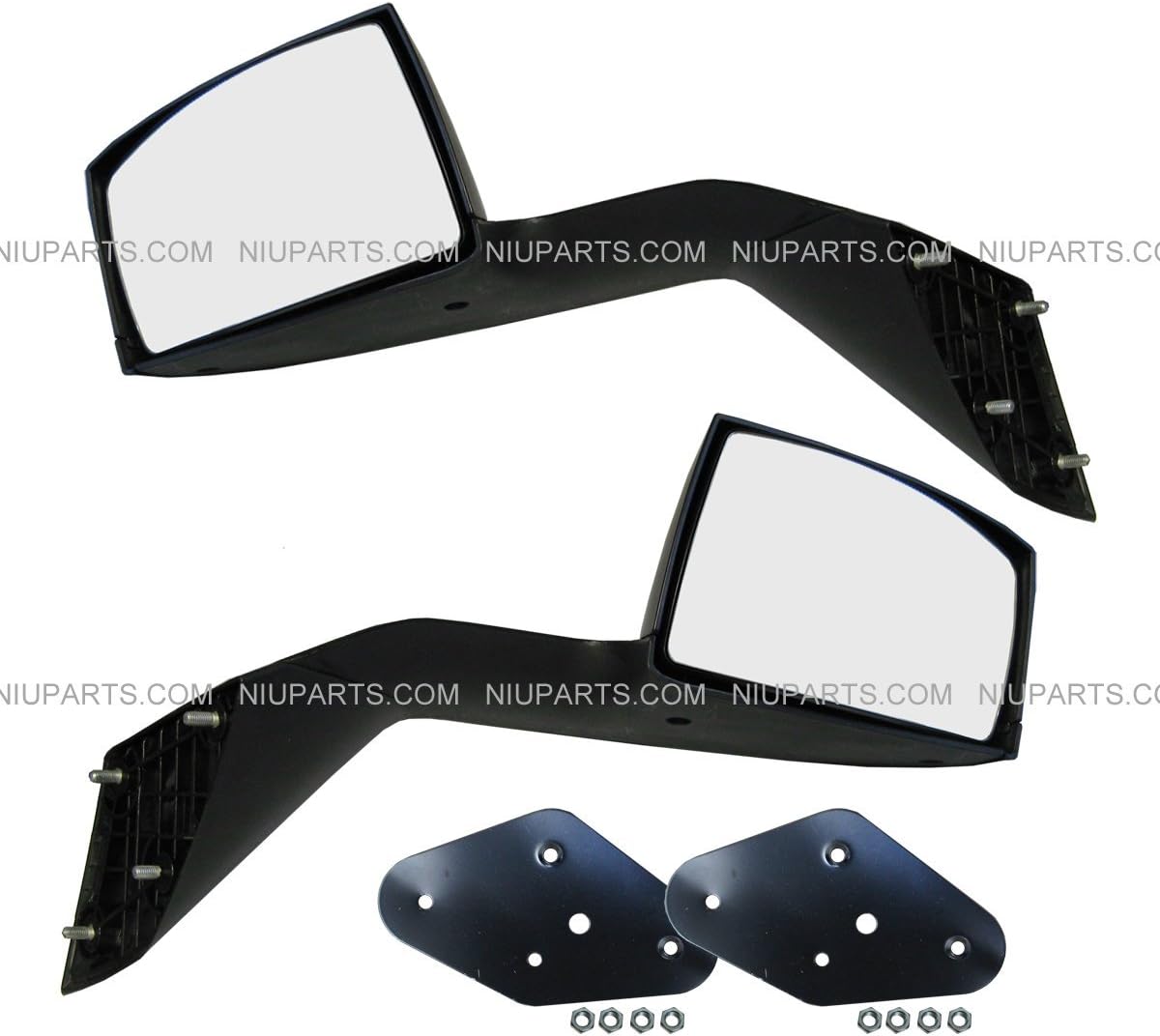 Hood Mirror Black Driver & Passenger Side with Mounting Kits (Fit: Volvo VNL VN VNM Trucks)