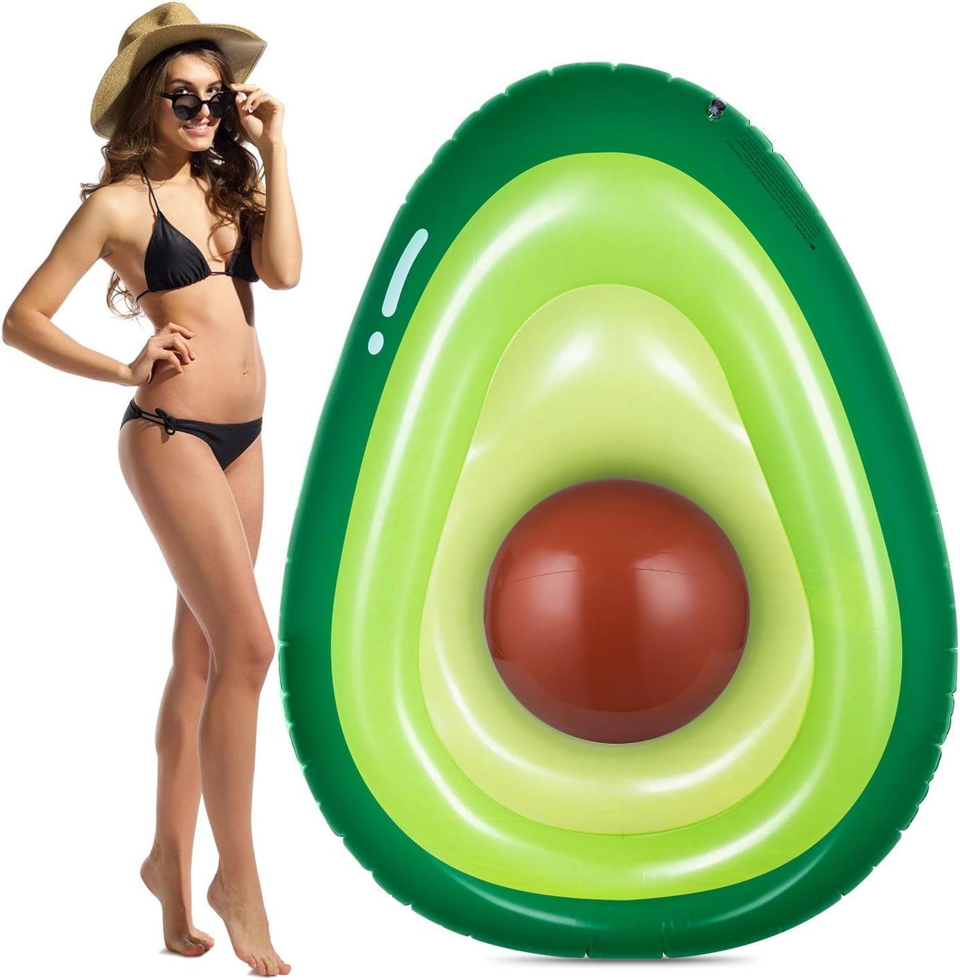 OBUBY Inflatable Avocado Pool Float Floatie with Ball Fun Pool Floats Floaties Summer Swimming Pool Raft Lounge Beach Floaty Party Toys for Kids Adults