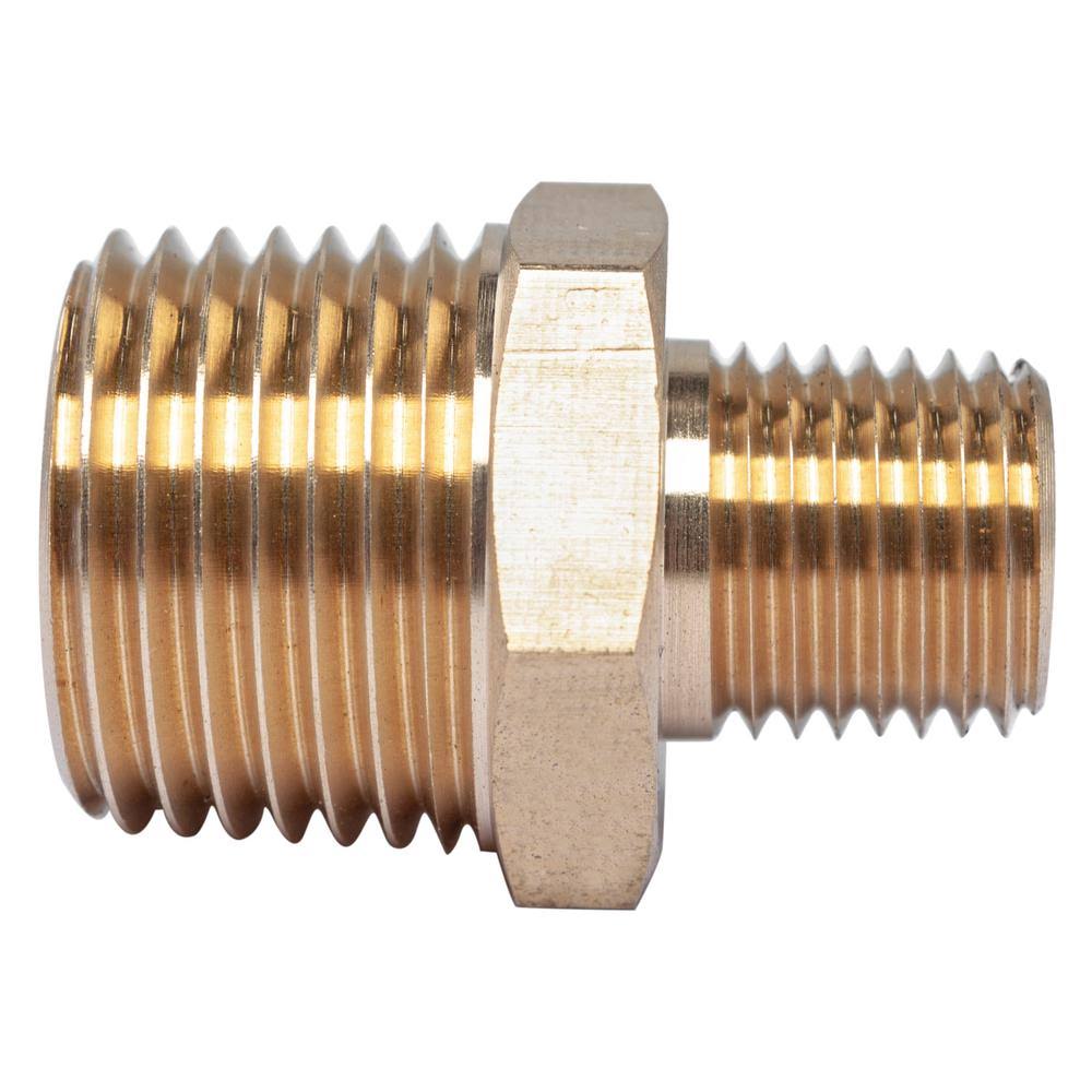 LTWFITTING Brass Pipe Hex Reducing Nipple Fitting 1/2-Inch x 1/4-Inch Male NPT(Pack of 25)