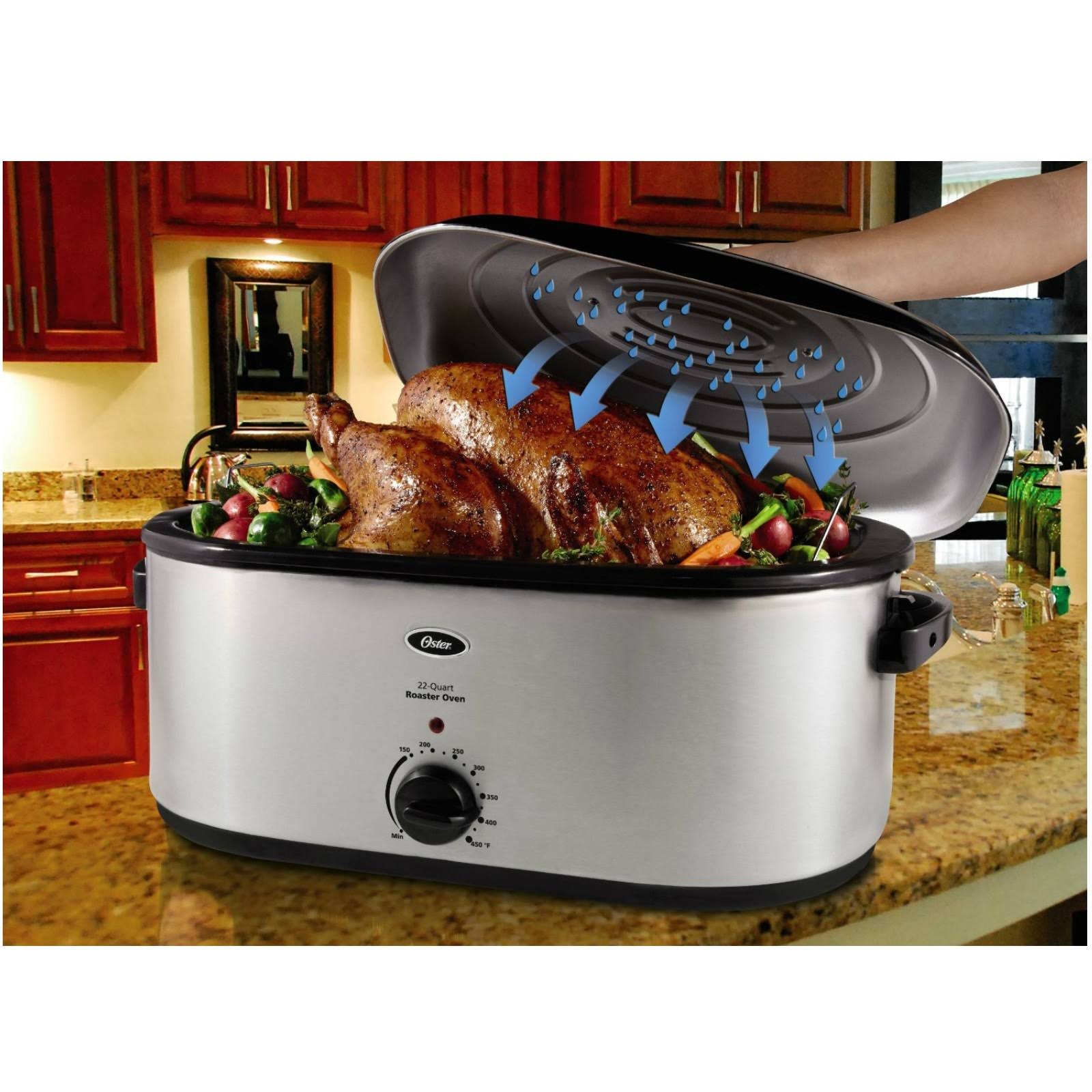 Oster Roaster Oven with Self-Basting Lid - 22 quart - Black/Silver