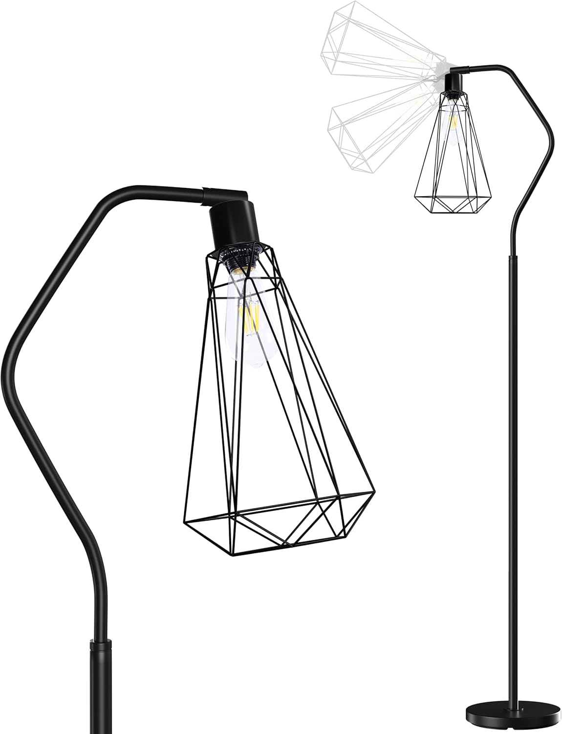 Yomony Phoebe Floor Lamp - Planet Series - Geometric Shade Black Standing Lamp