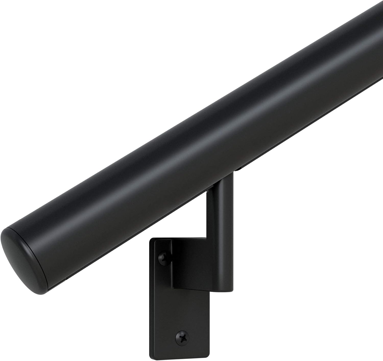 3 ft. Handrail - Complete Kit. Satin Black Anodized Aluminum with 2 Satin Black Wall Brackets + Flush Endcaps, 1.6