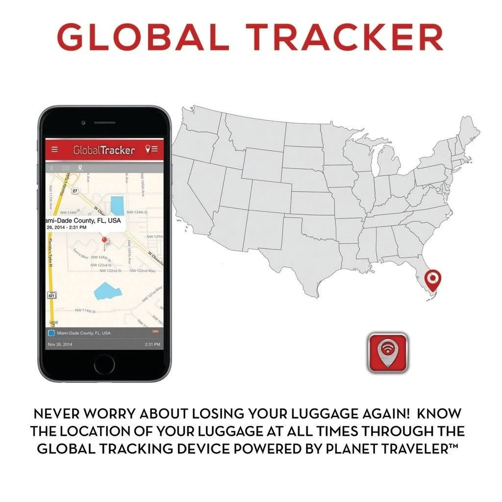 Planet Traveler USA Smart Tech Case Hardside Spinner Carry-On (Black)